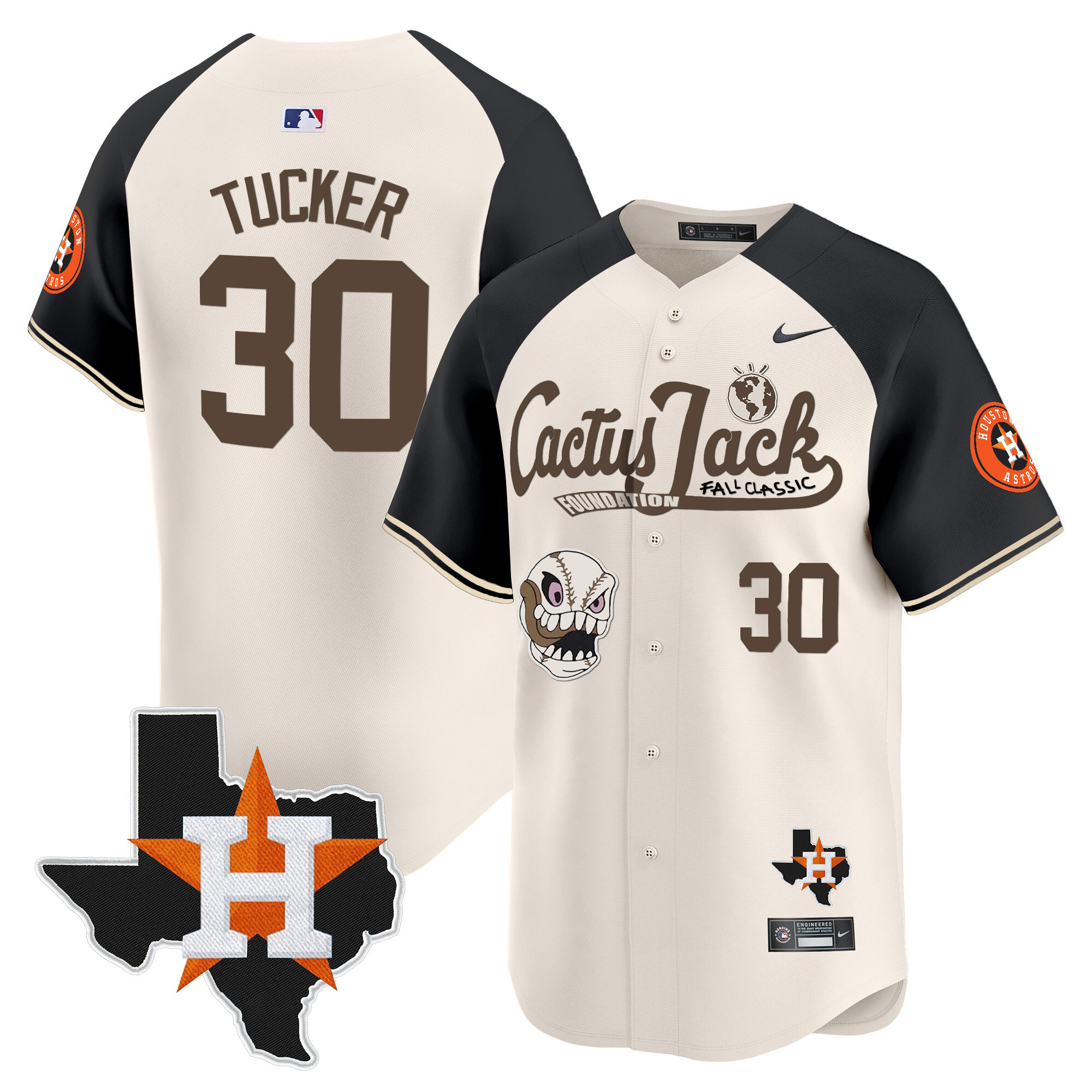 Men's Houston Astros Cactus Jack Patch Vapor Premier Limited Jersey V8 - Stitched - Image 53