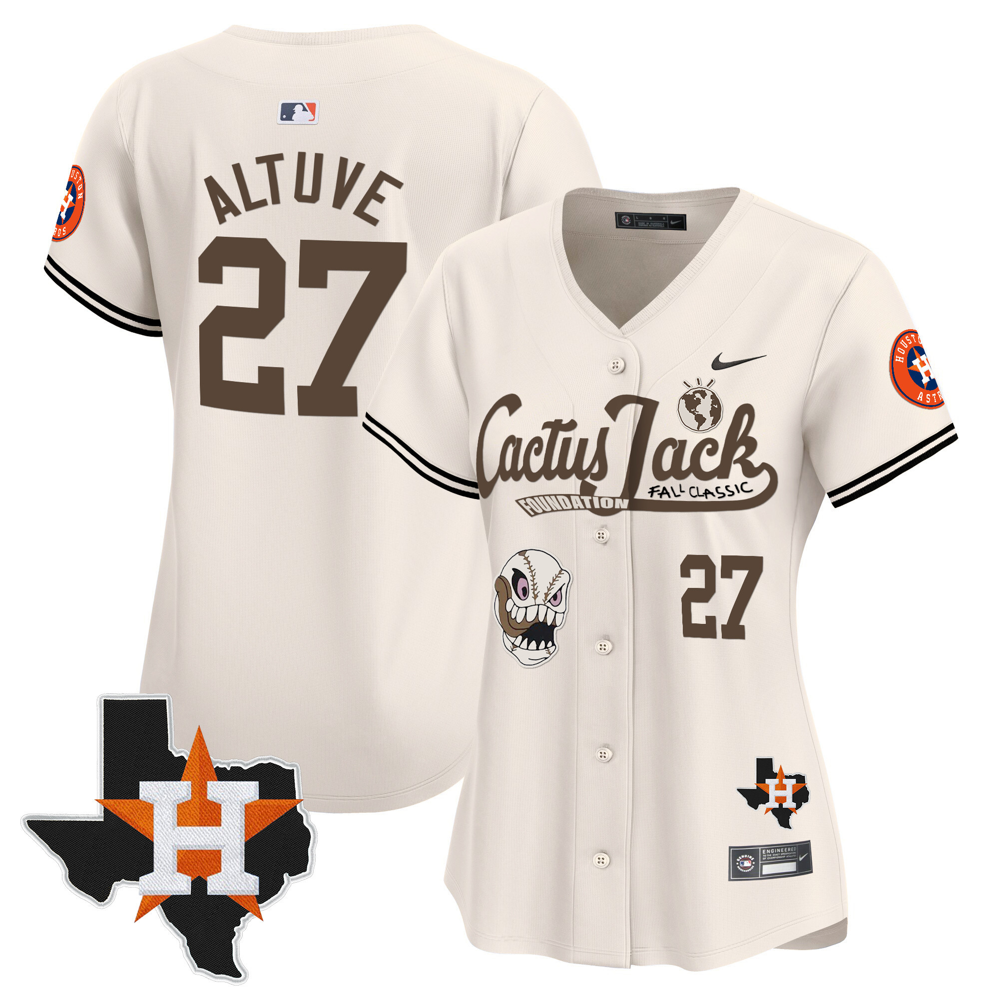 Women's Houston Astros Cactus Jack Patch Vapor Premier Limited Jersey V8 - Stitched - Image 5