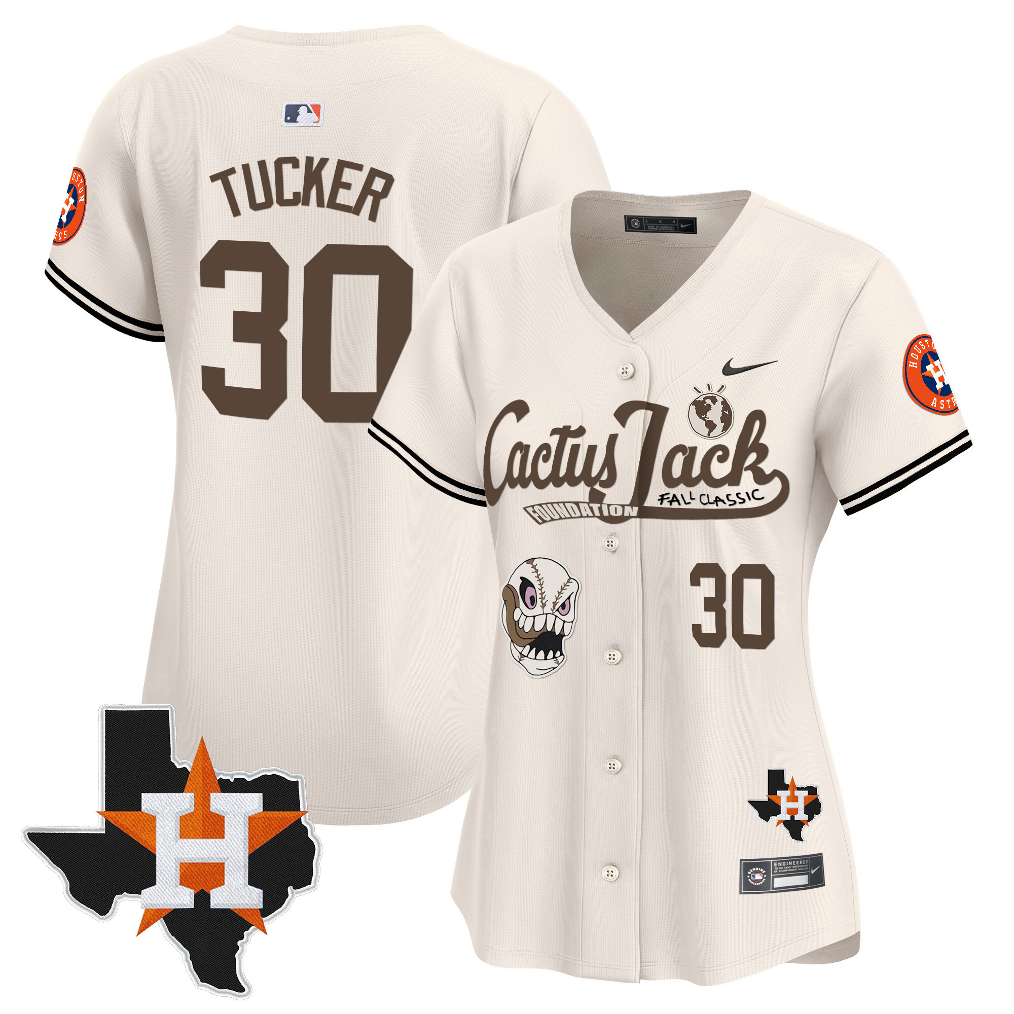 Women's Houston Astros Cactus Jack Patch Vapor Premier Limited Jersey V8 - Stitched - Image 8