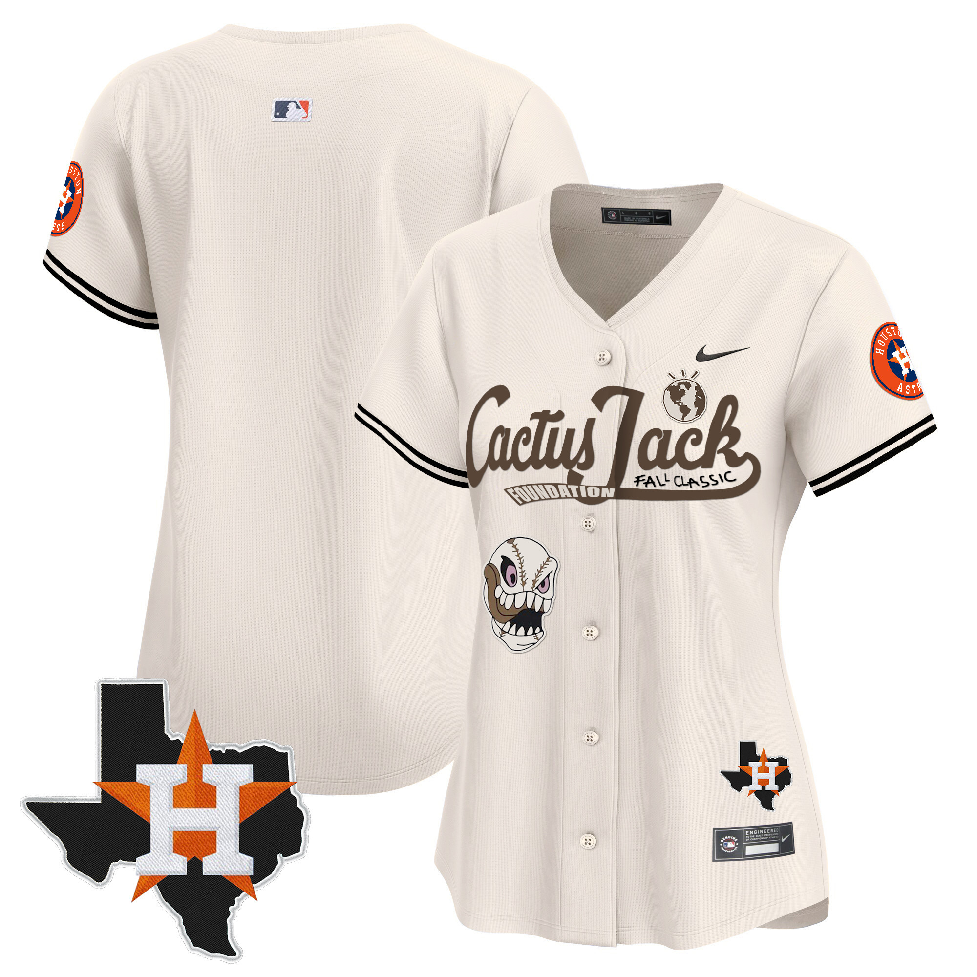 Women's Houston Astros Cactus Jack Patch Vapor Premier Limited Jersey V8 - Stitched - Image 9