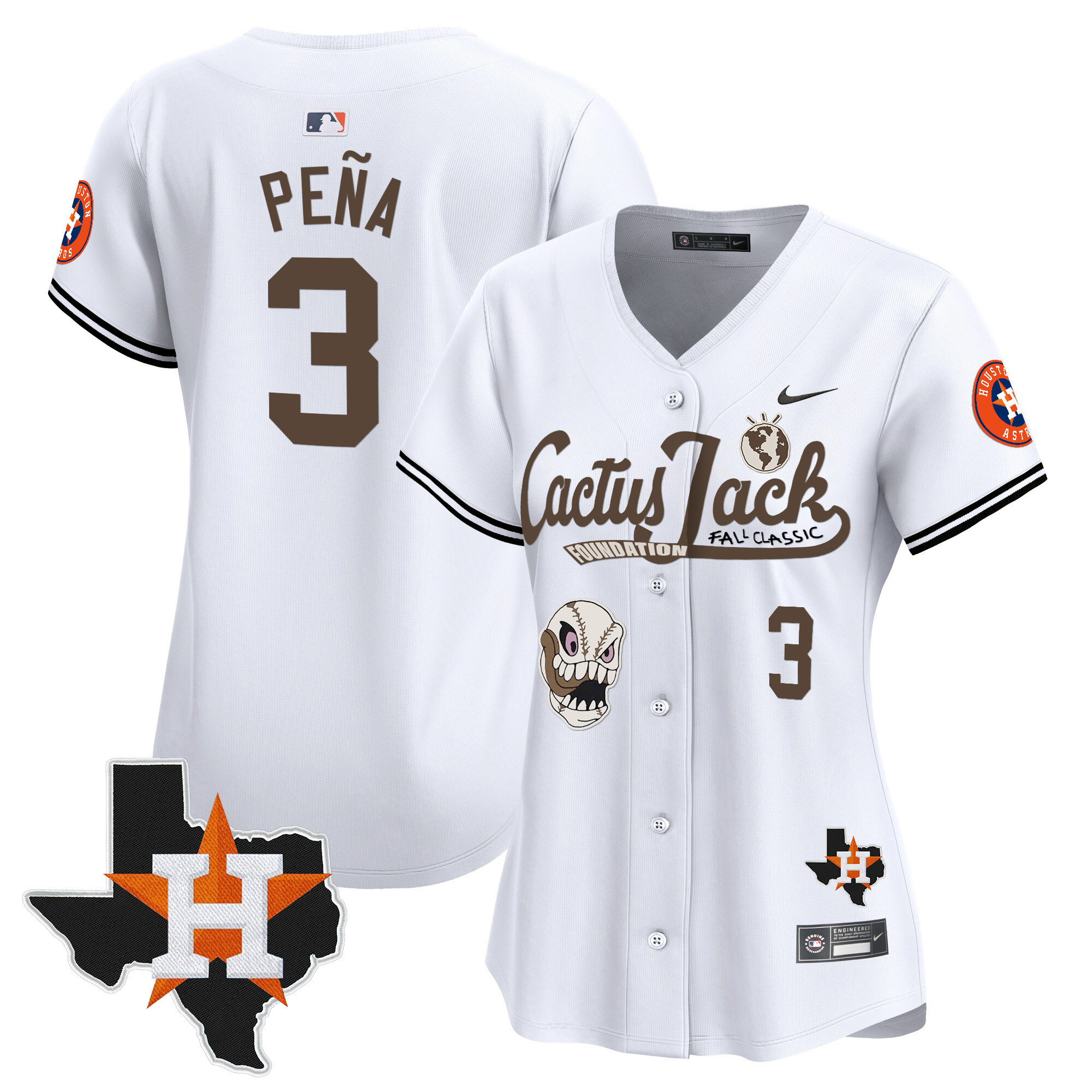 Women's Houston Astros Cactus Jack Patch Vapor Premier Limited Jersey V8 - Stitched - Image 12