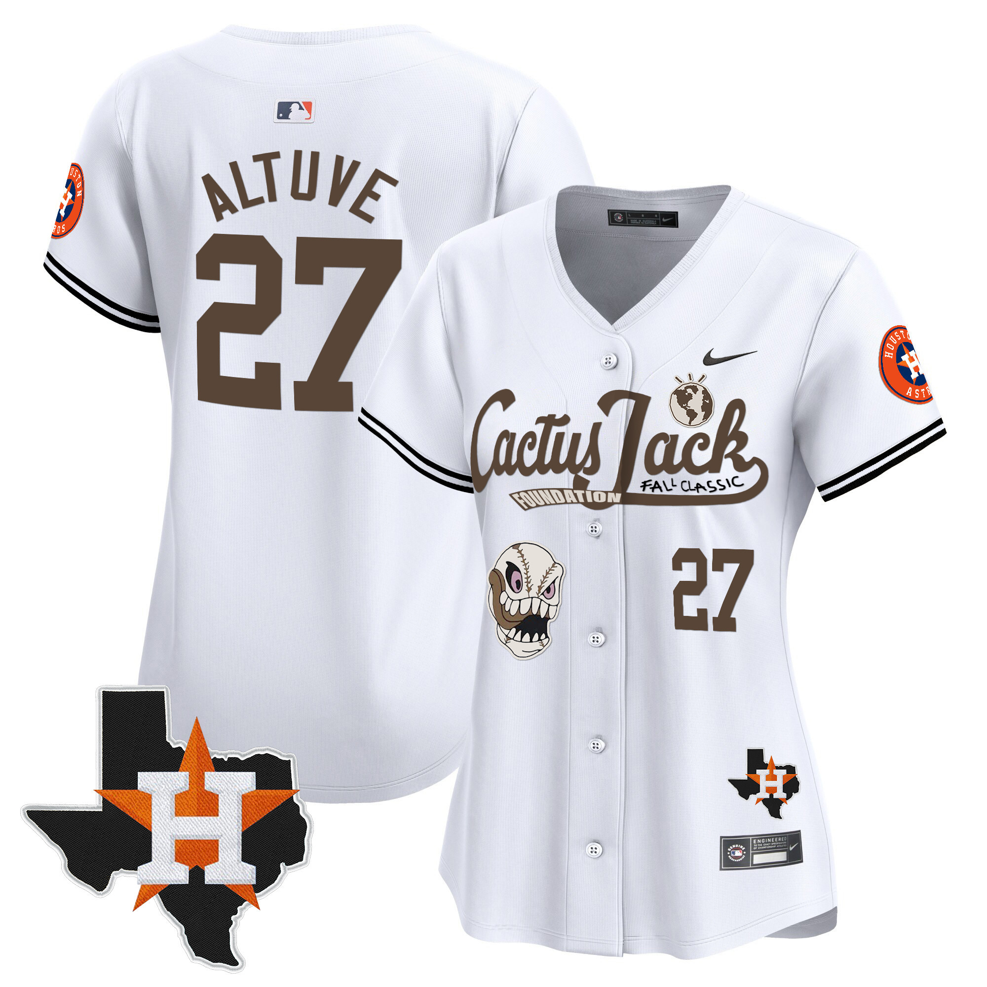Women's Houston Astros Cactus Jack Patch Vapor Premier Limited Jersey V8 - Stitched - Image 14