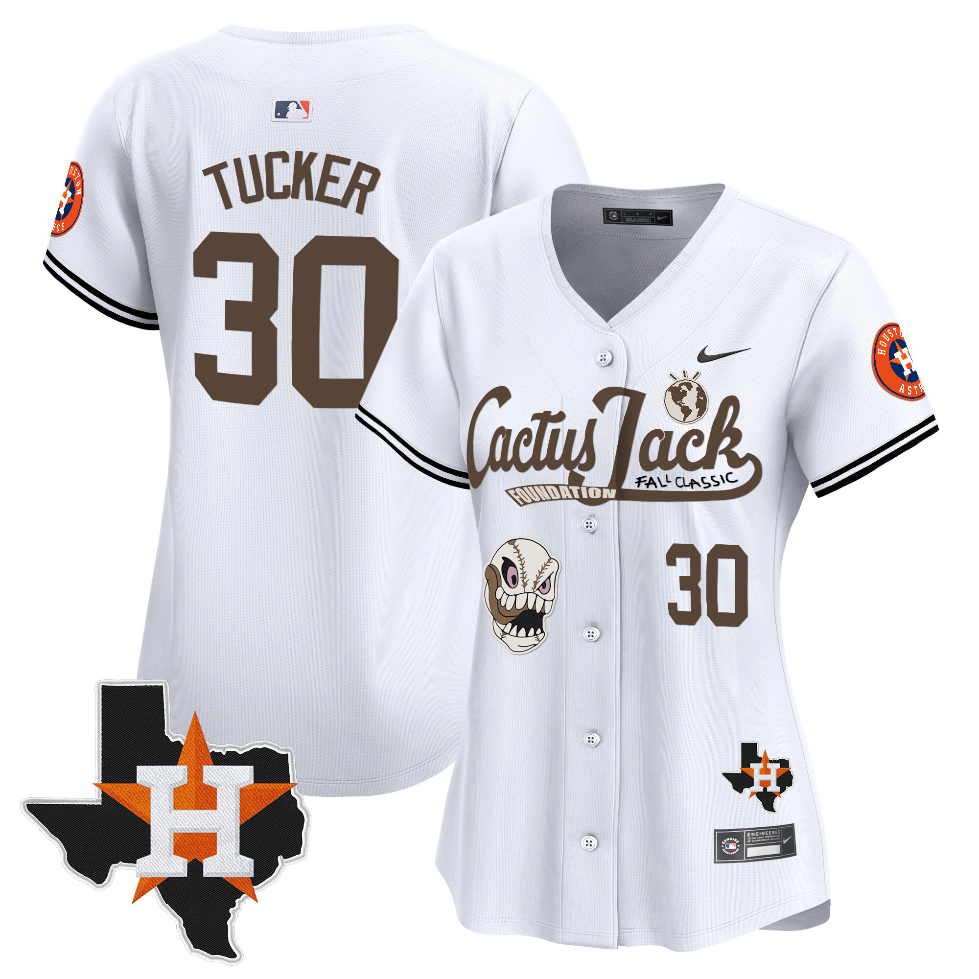 Women's Houston Astros Cactus Jack Patch Vapor Premier Limited Jersey V8 - Stitched - Image 17