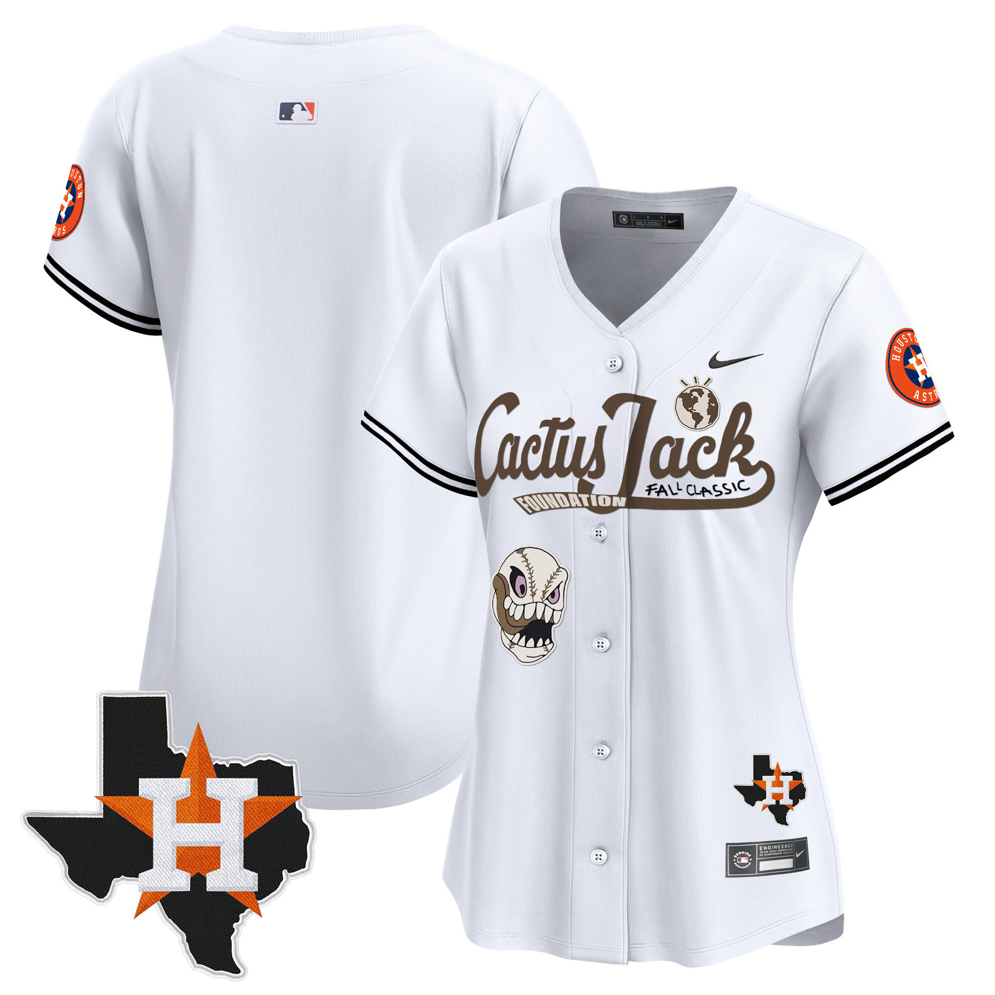 Women's Houston Astros Cactus Jack Patch Vapor Premier Limited Jersey V8 - Stitched - Image 18
