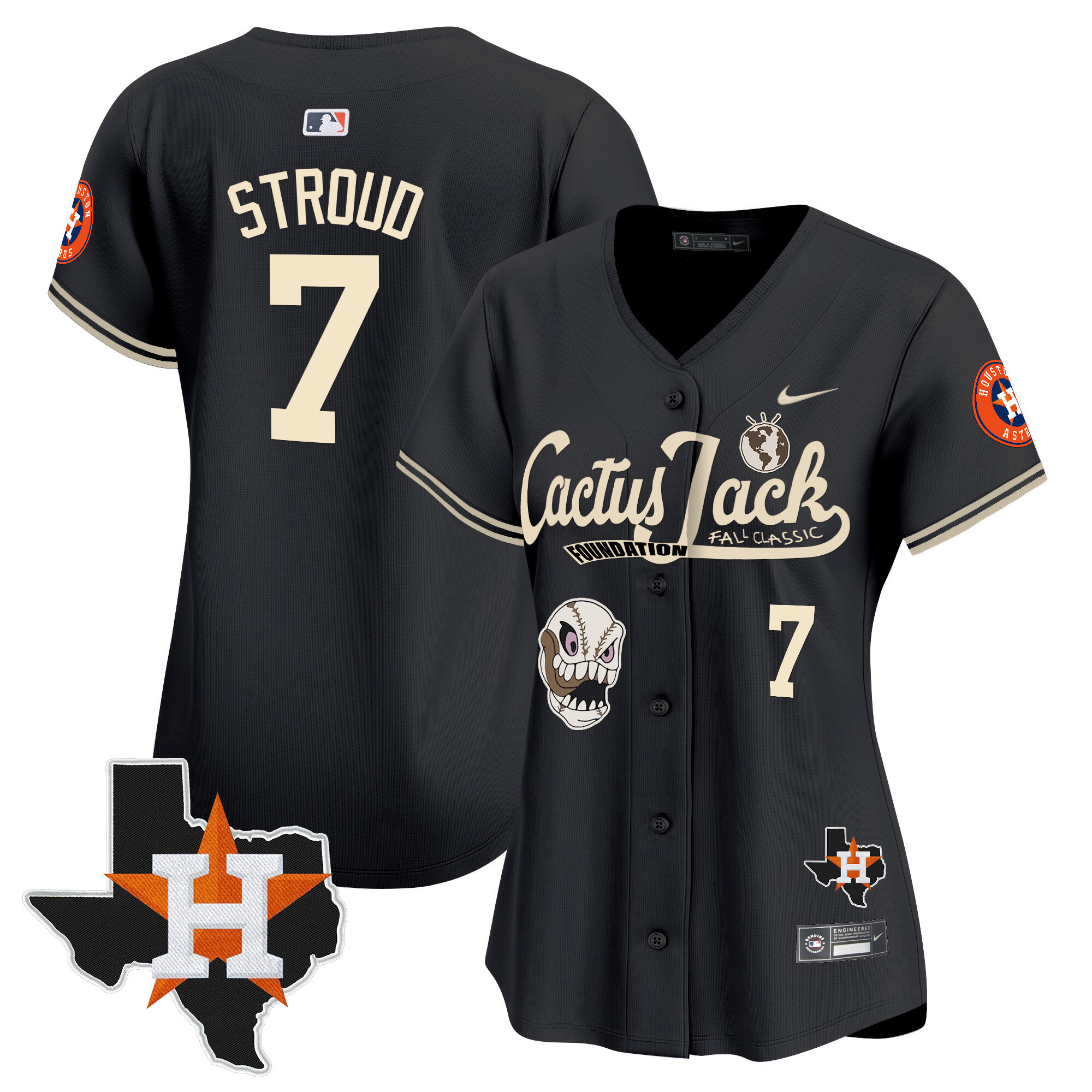 Women's Houston Astros Cactus Jack Patch Vapor Premier Limited Jersey V8 - Stitched - Image 19