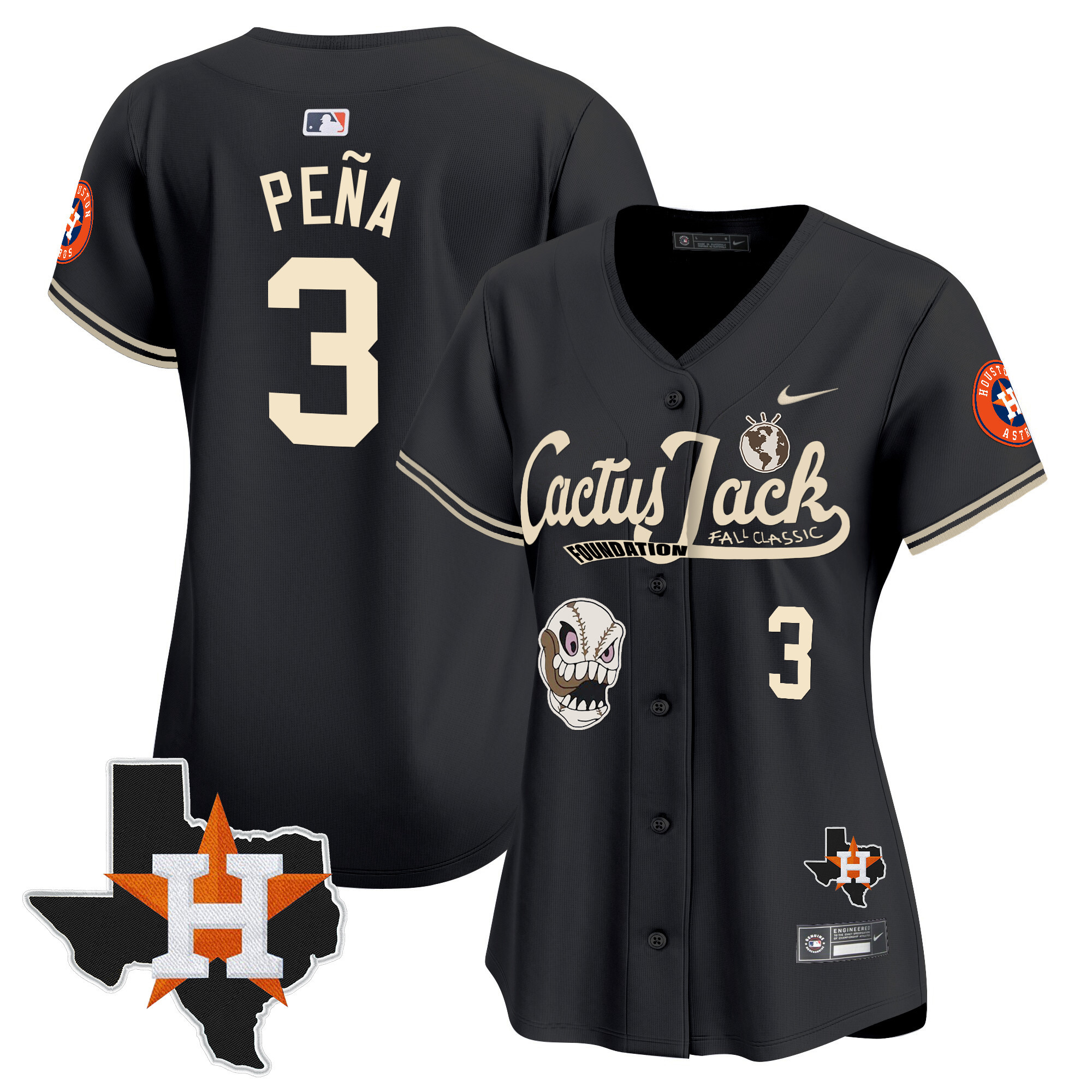 Women's Houston Astros Cactus Jack Patch Vapor Premier Limited Jersey V8 - Stitched - Image 21