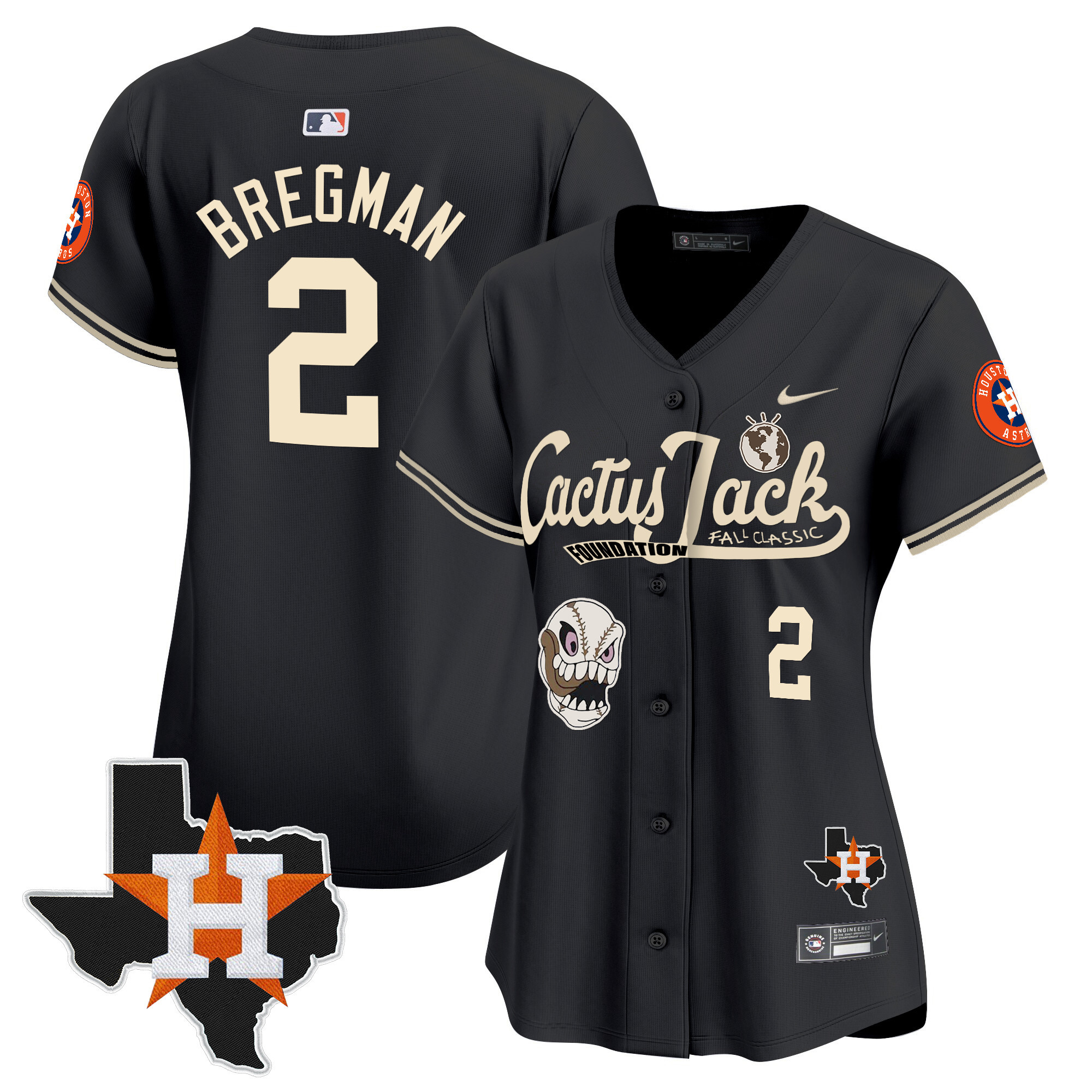 Women's Houston Astros Cactus Jack Patch Vapor Premier Limited Jersey V8 - Stitched - Image 22