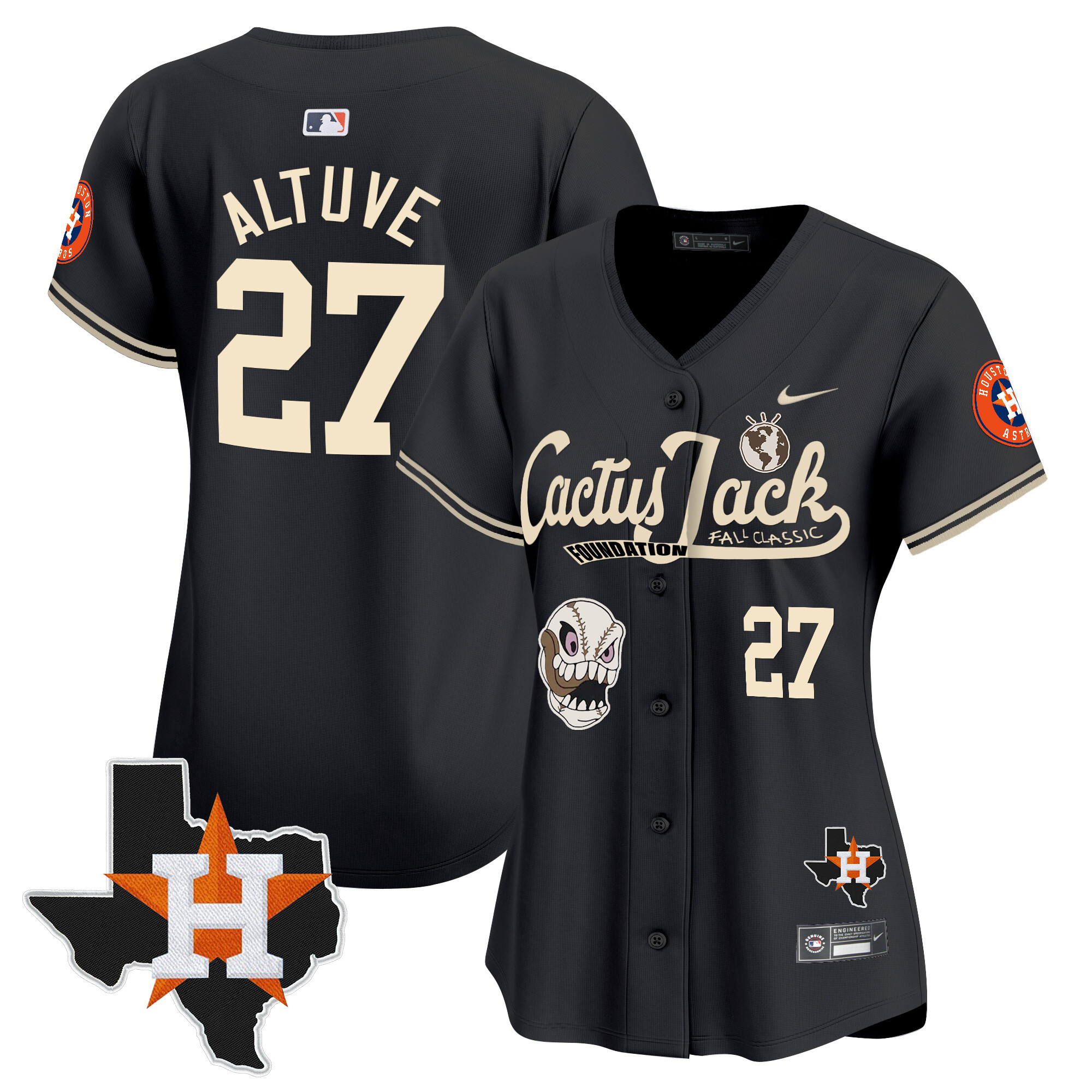 Women's Houston Astros Cactus Jack Patch Vapor Premier Limited Jersey V8 - Stitched - Image 23