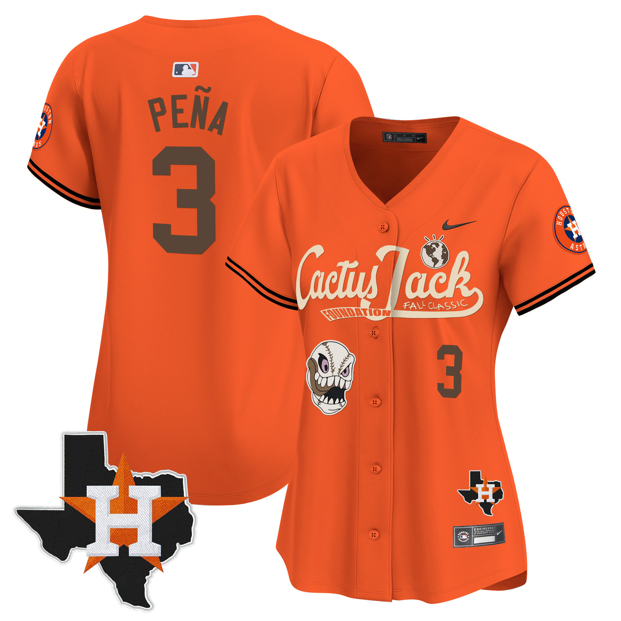 Women's Houston Astros Cactus Jack Patch Vapor Premier Limited Jersey V8 - Stitched - Image 30