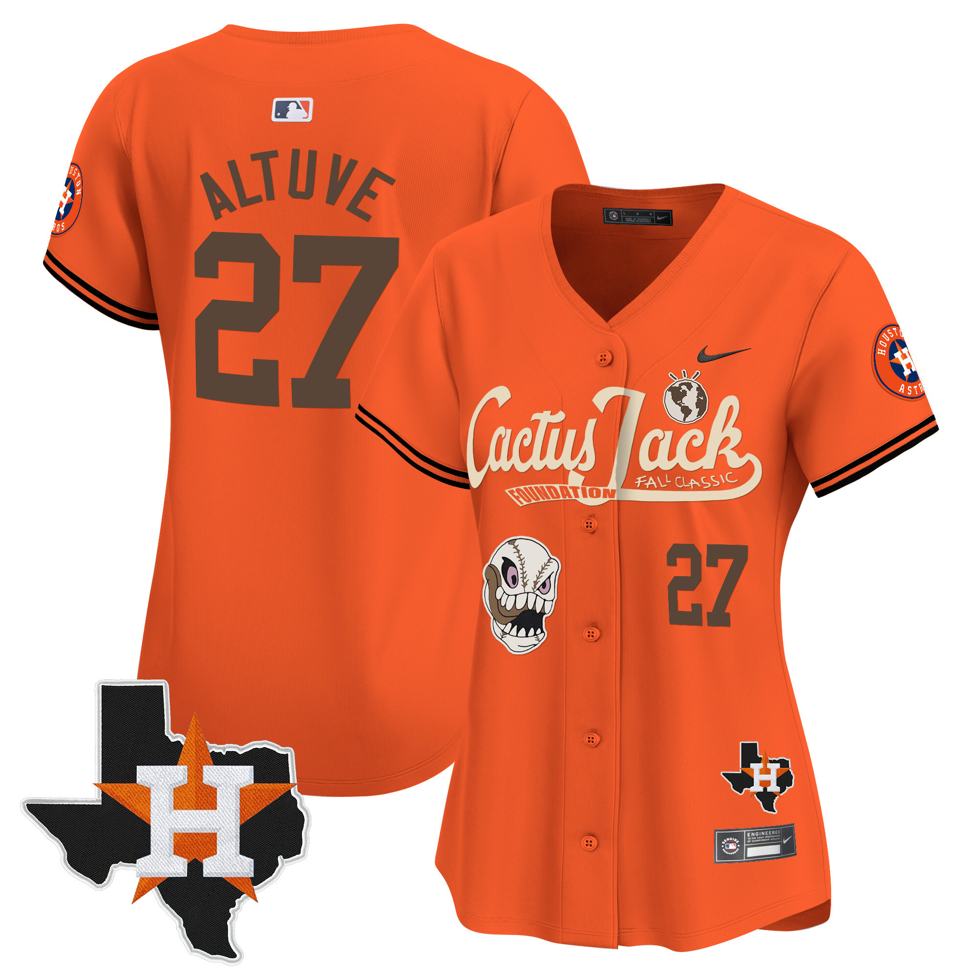 Women's Houston Astros Cactus Jack Patch Vapor Premier Limited Jersey V8 - Stitched - Image 32