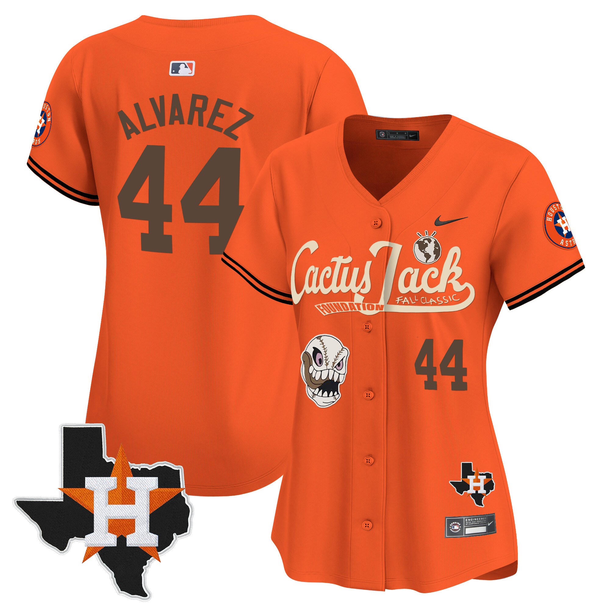 Women's Houston Astros Cactus Jack Patch Vapor Premier Limited Jersey V8 - Stitched - Image 33