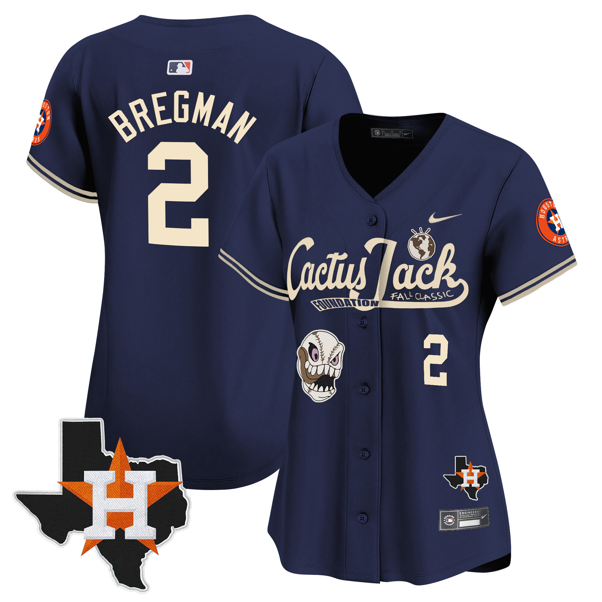 Women's Houston Astros Cactus Jack Patch Vapor Premier Limited Jersey V8 - Stitched - Image 40