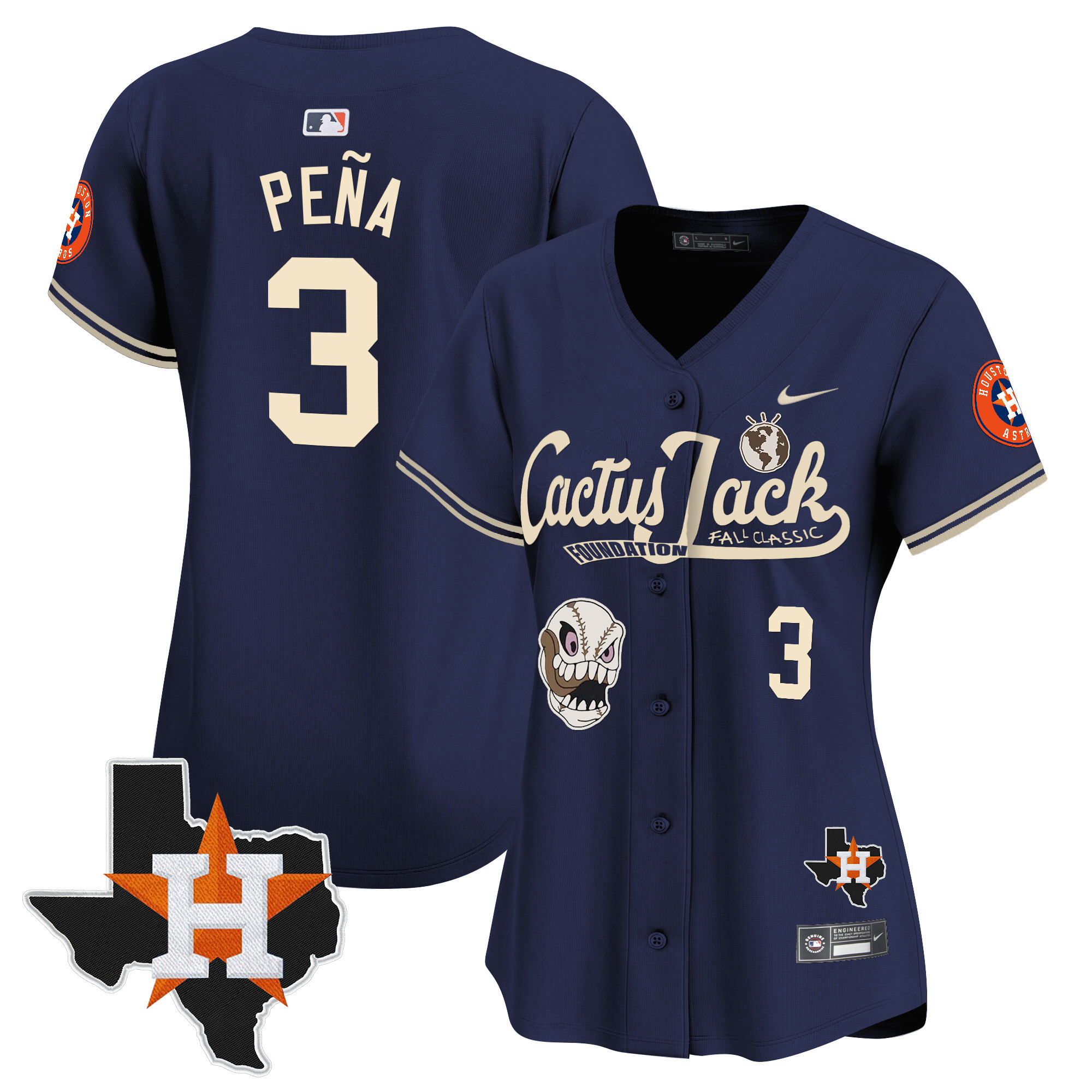Women's Houston Astros Cactus Jack Patch Vapor Premier Limited Jersey V8 - Stitched - Image 39