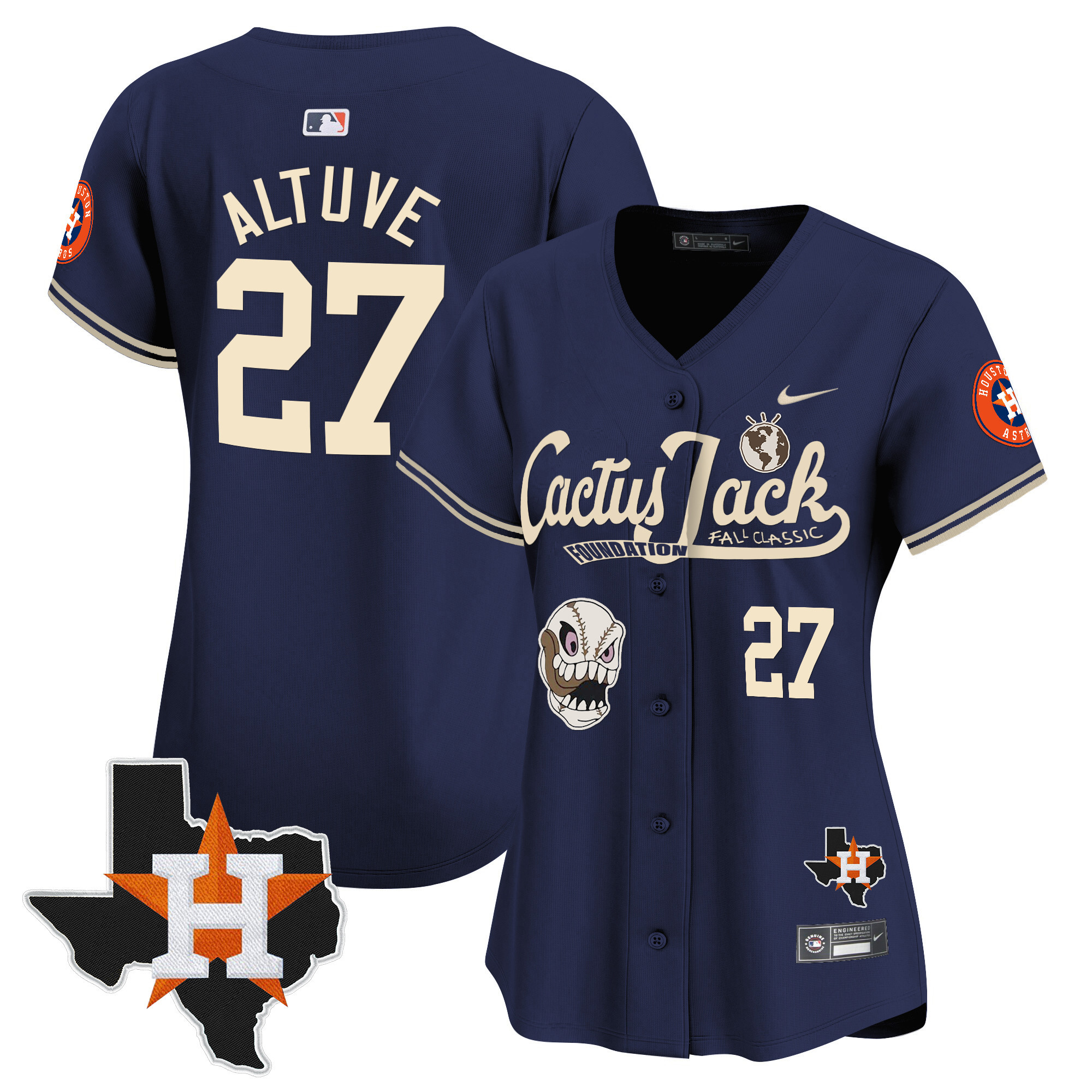 Women's Houston Astros Cactus Jack Patch Vapor Premier Limited Jersey V8 - Stitched - Image 41