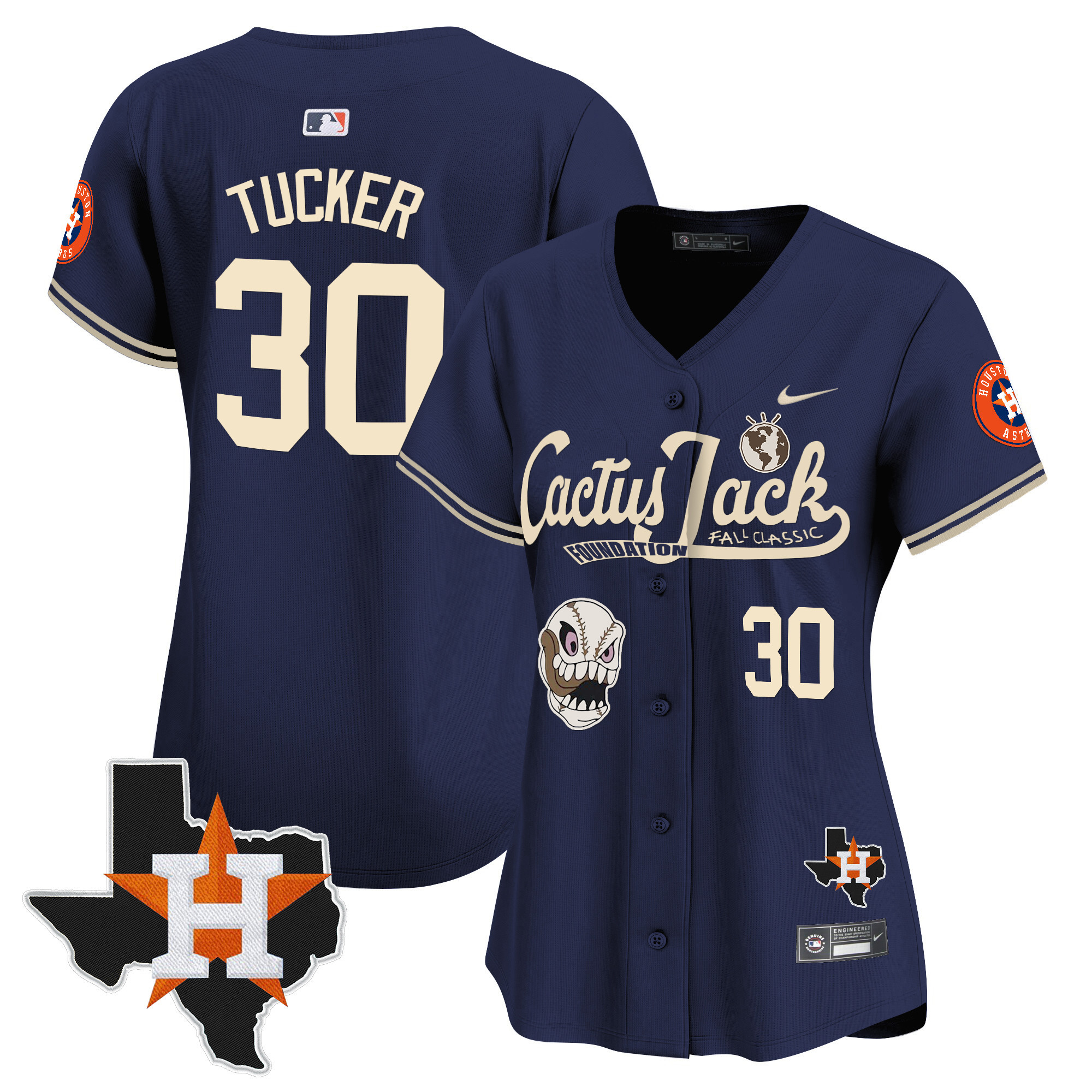 Women's Houston Astros Cactus Jack Patch Vapor Premier Limited Jersey V8 - Stitched - Image 44
