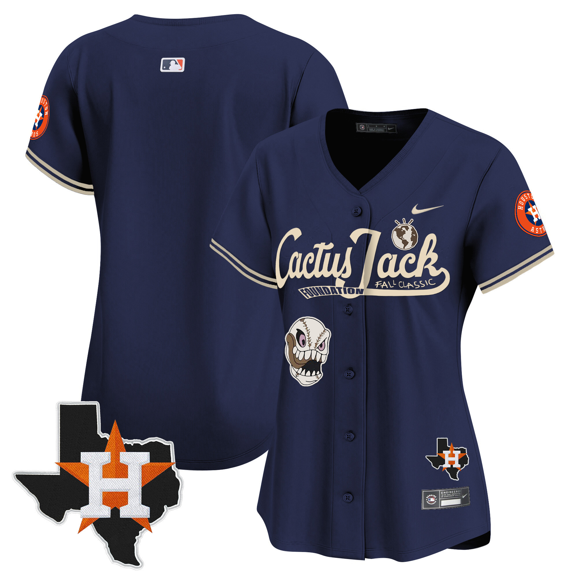 Women's Houston Astros Cactus Jack Patch Vapor Premier Limited Jersey V8 - Stitched - Image 45