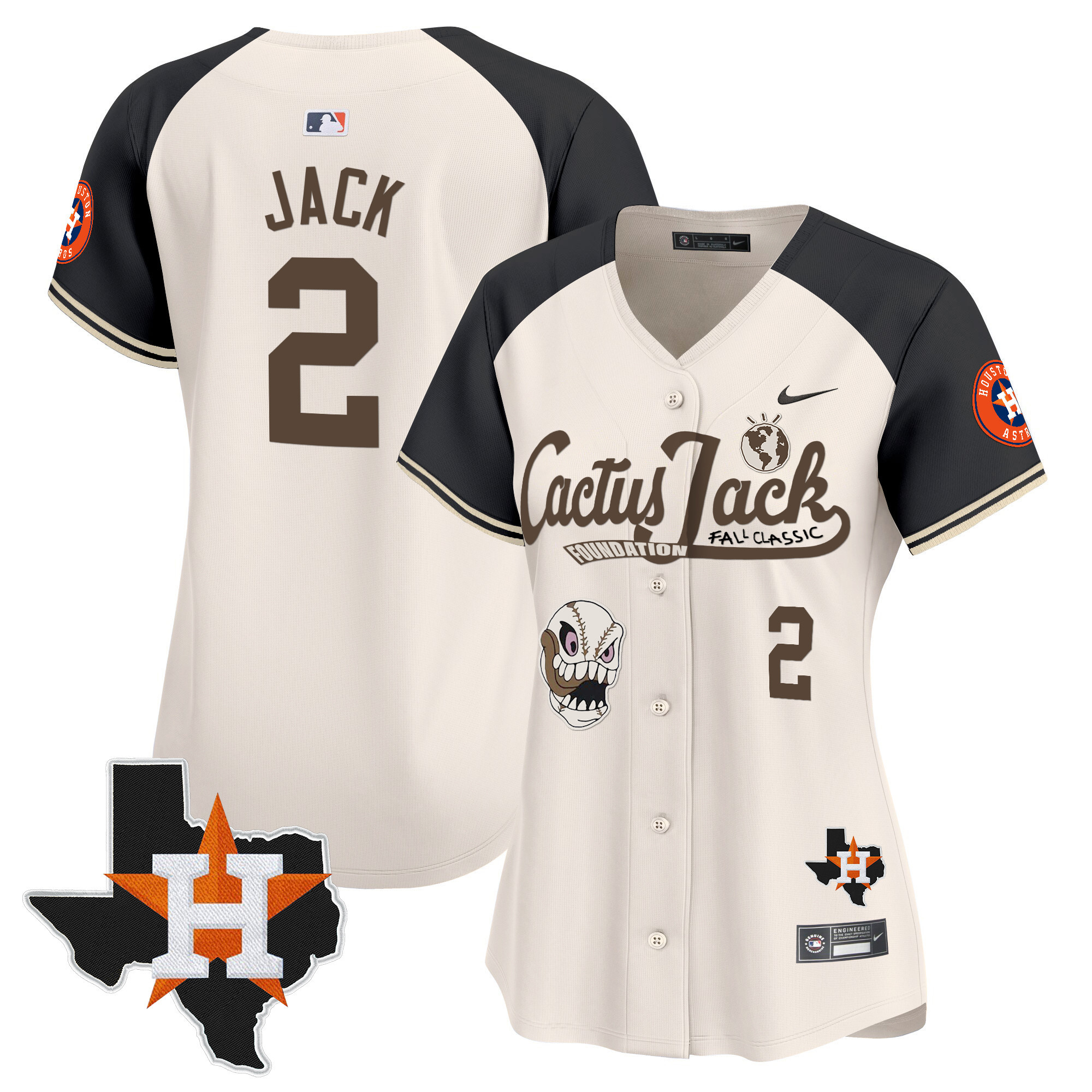 Women's Houston Astros Cactus Jack Patch Vapor Premier Limited Jersey V8 - Stitched - Image 47