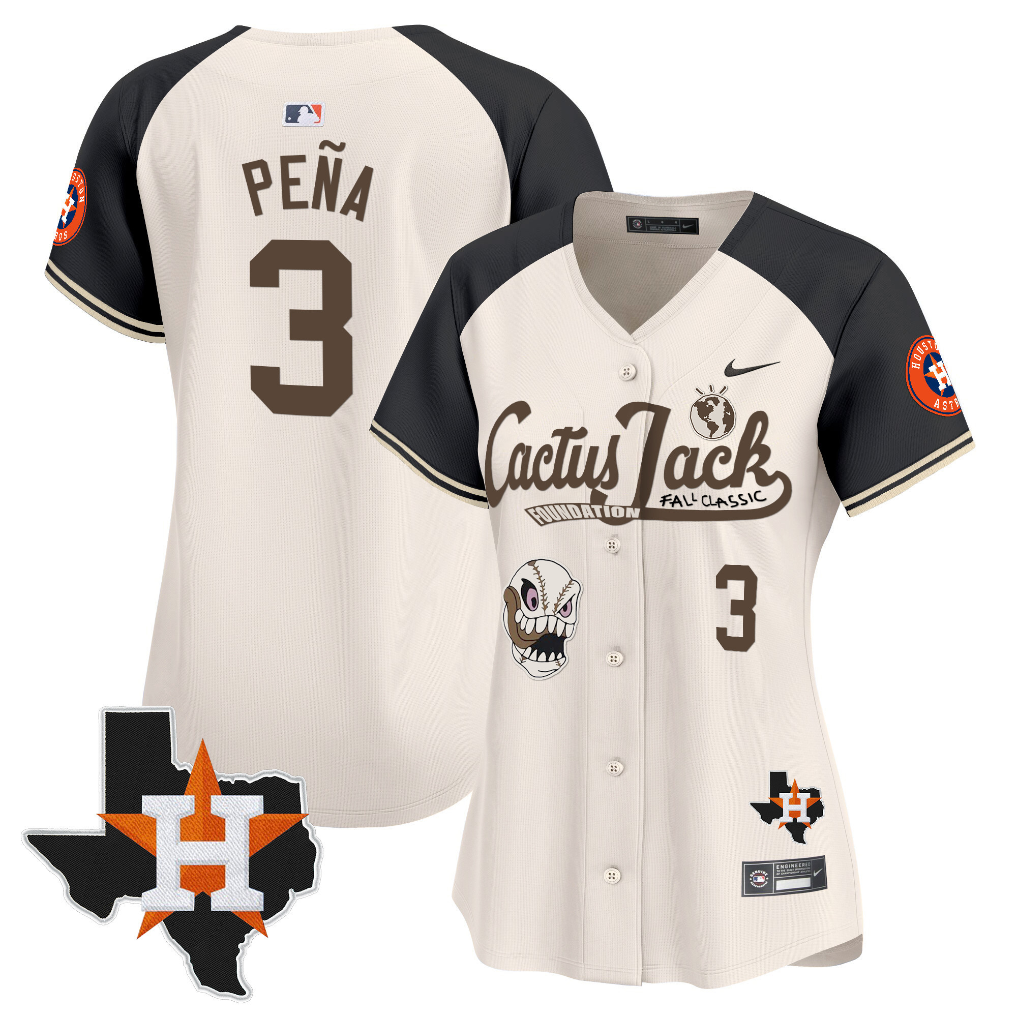 Women's Houston Astros Cactus Jack Patch Vapor Premier Limited Jersey V8 - Stitched - Image 48