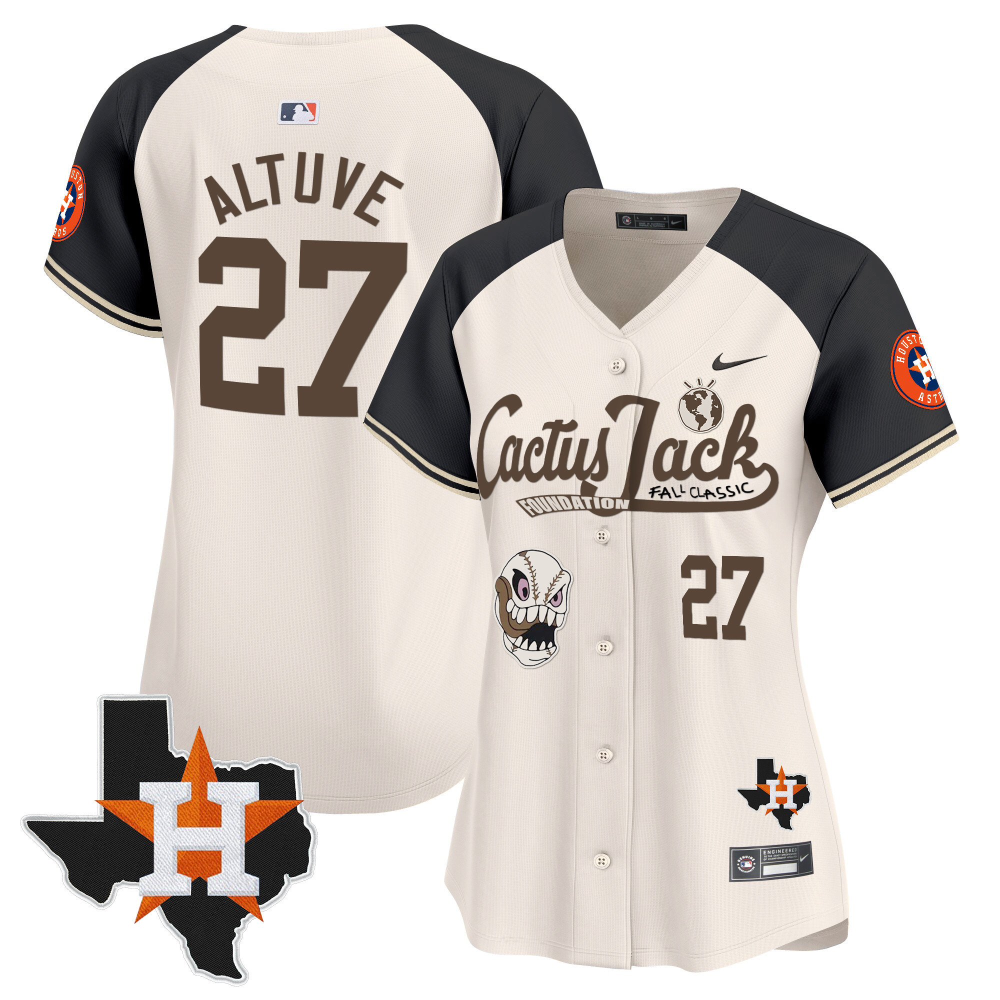 Women's Houston Astros Cactus Jack Patch Vapor Premier Limited Jersey V8 - Stitched - Image 50