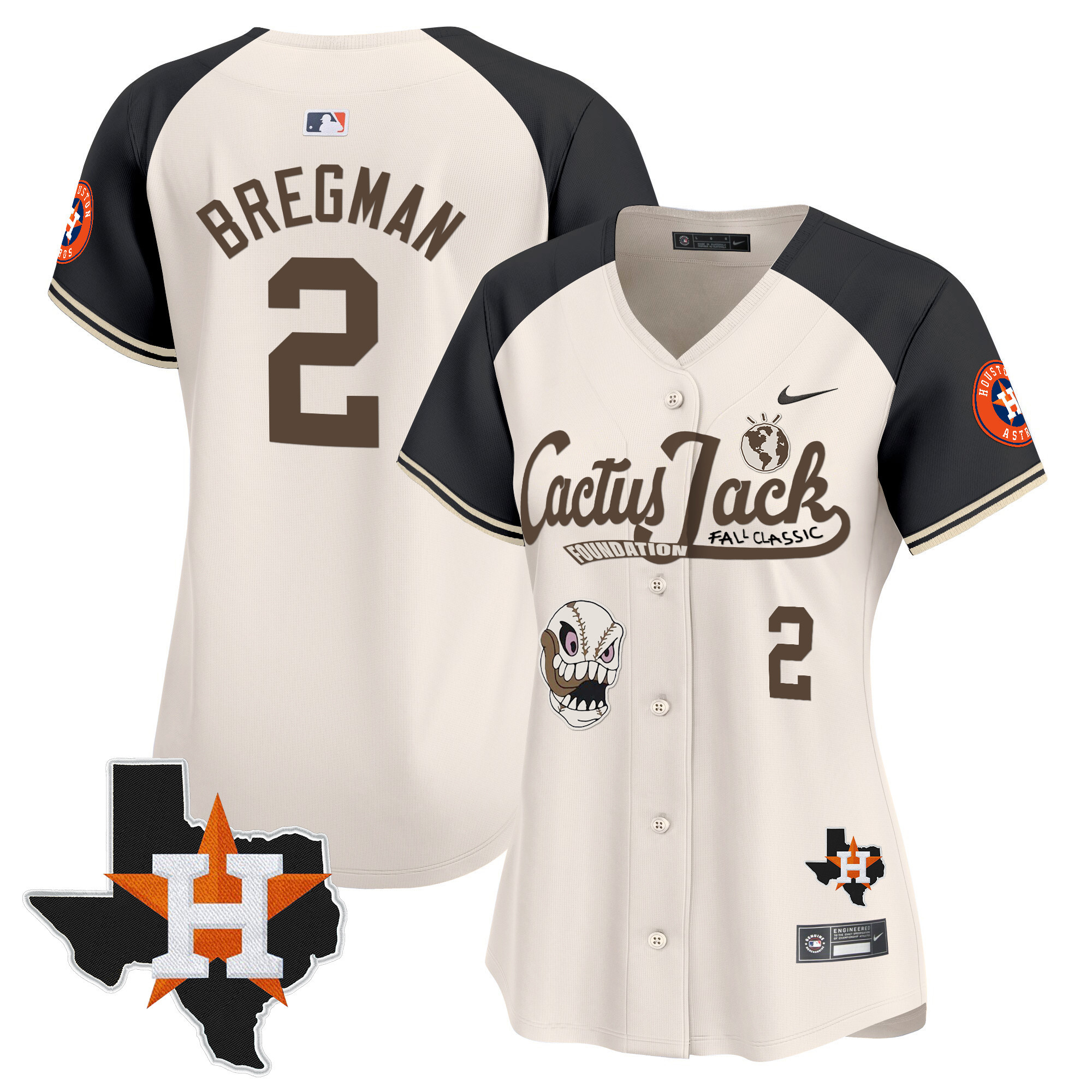 Women's Houston Astros Cactus Jack Patch Vapor Premier Limited Jersey V8 - Stitched - Image 49