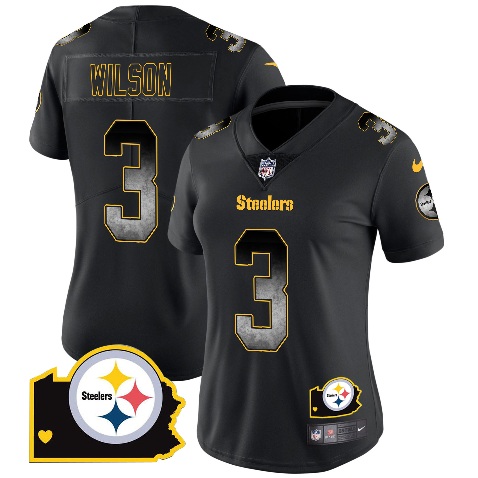 Women's Steelers Arch Smoke Home Patch Vapor Jersey - All Stitched - Image 2