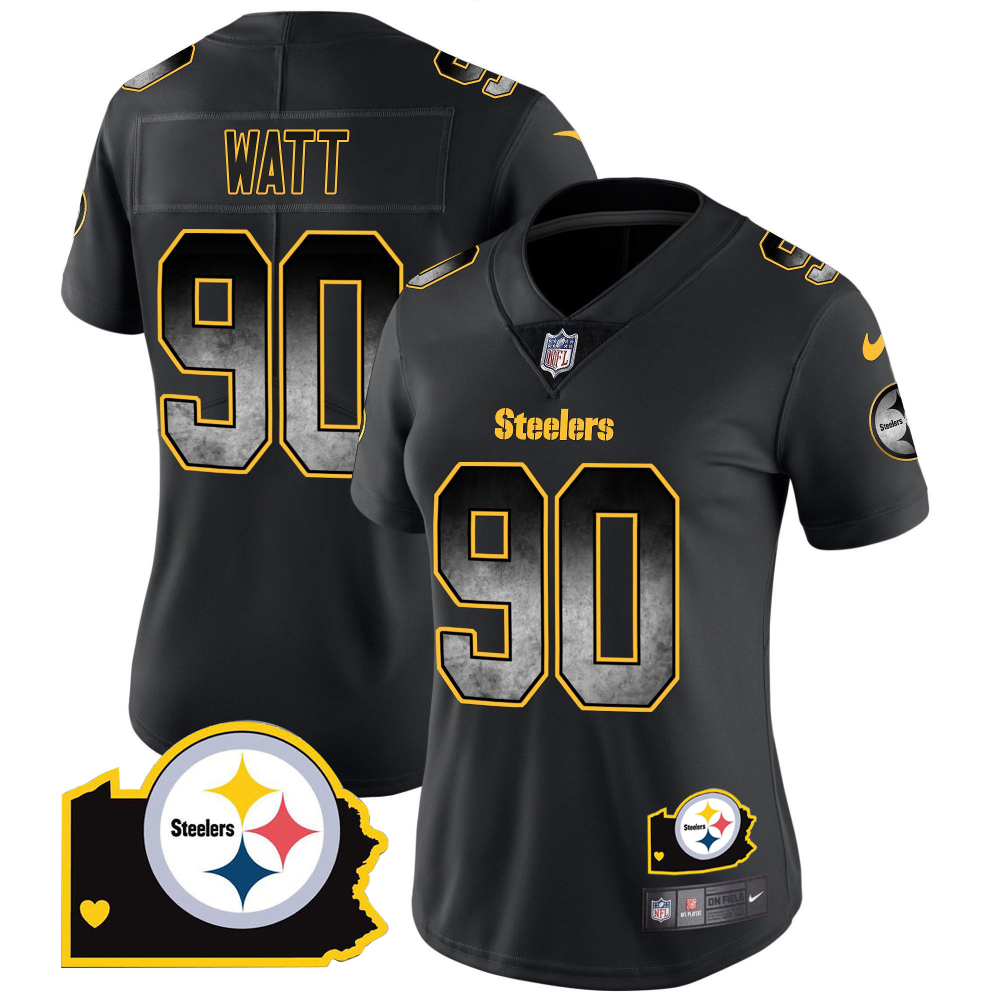 Women's Steelers Arch Smoke Home Patch Vapor Jersey - All Stitched - Image 3