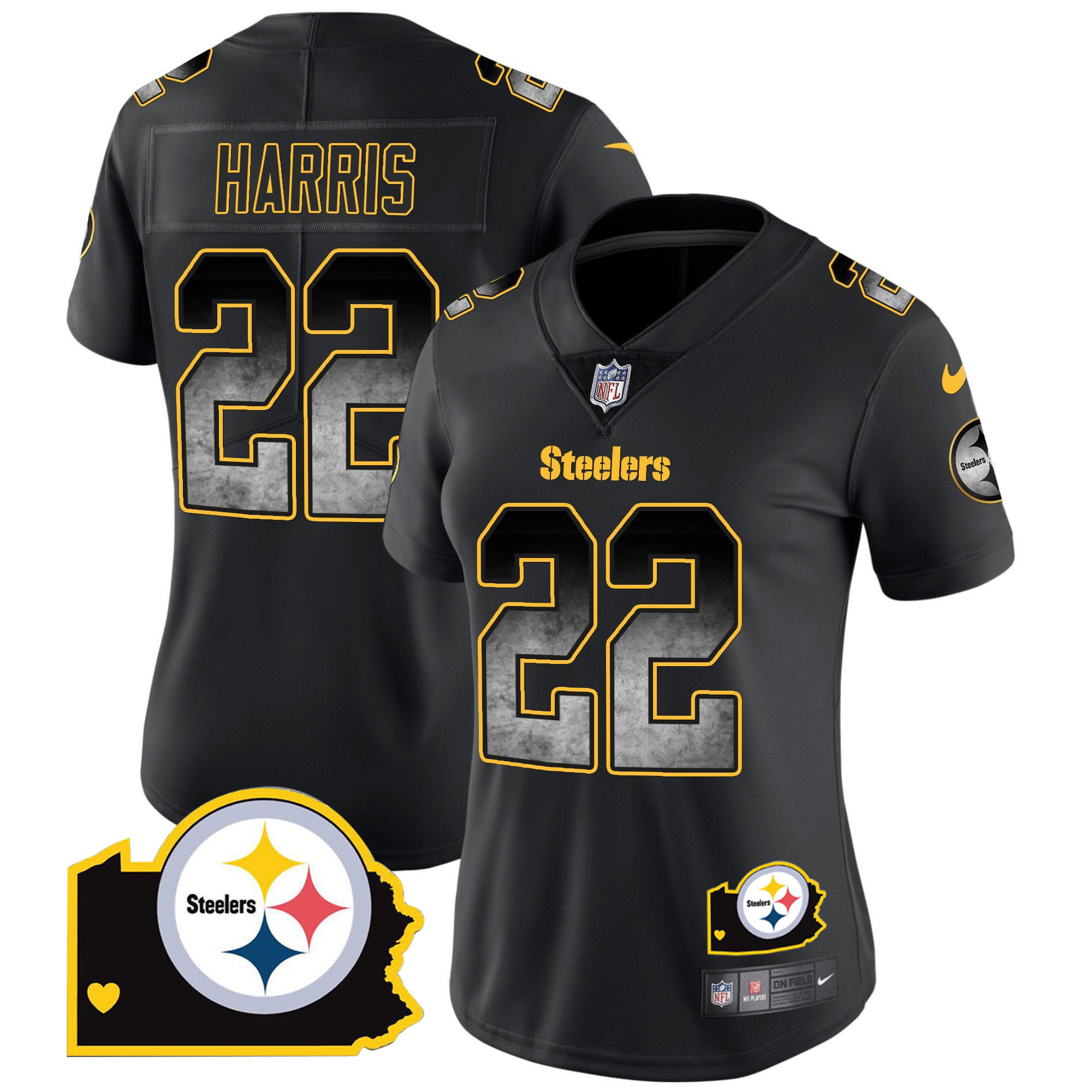Women's Steelers Arch Smoke Home Patch Vapor Jersey - All Stitched - Image 5