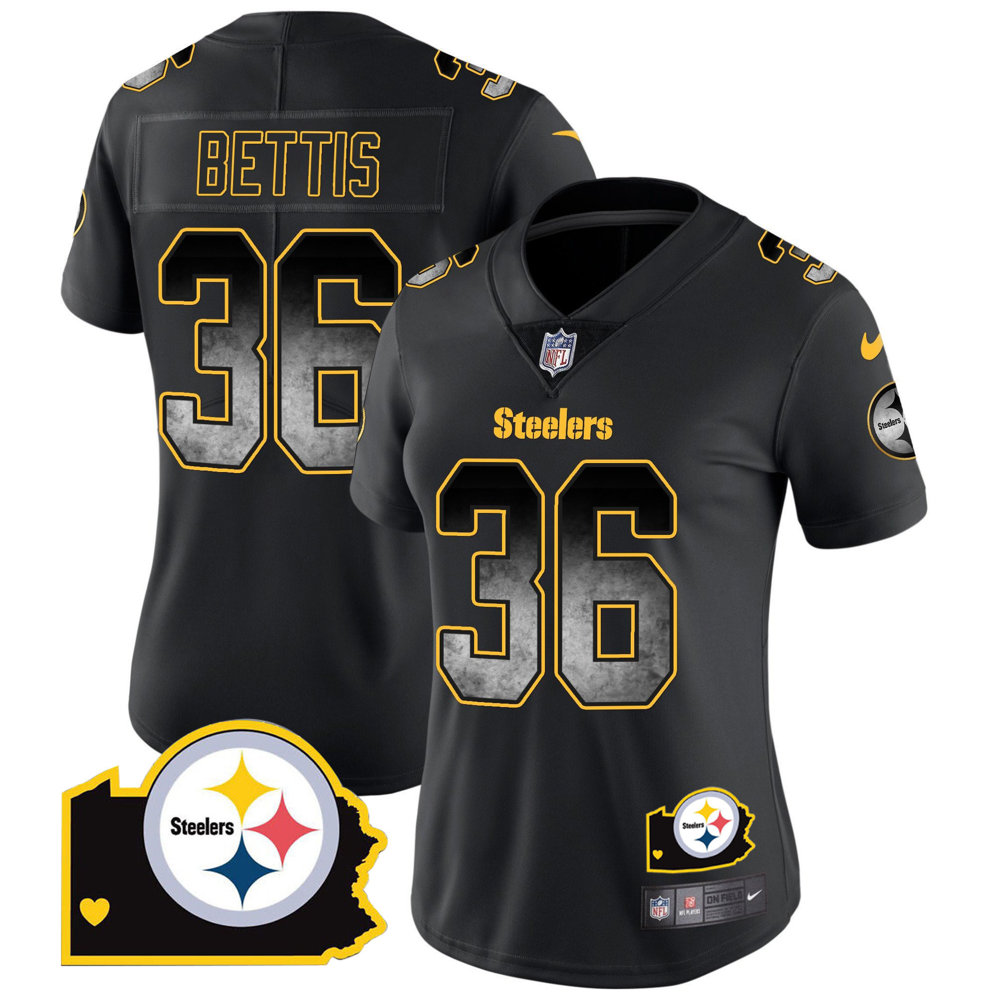 Women's Steelers Arch Smoke Home Patch Vapor Jersey - All Stitched - Image 7