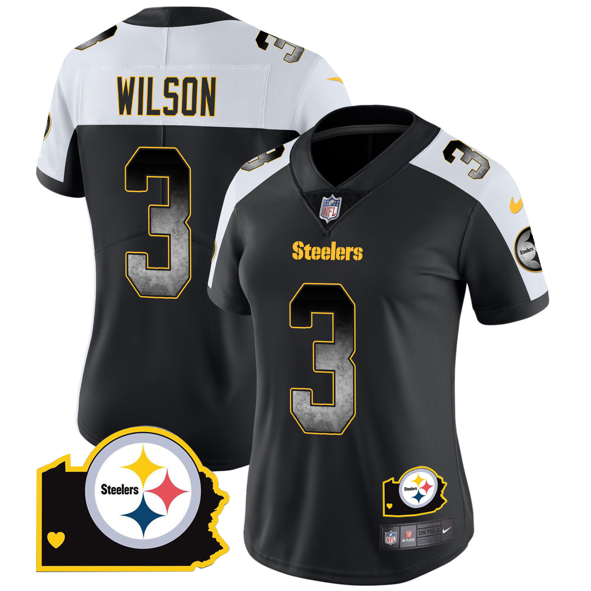 Women's Steelers Arch Smoke Home Patch Vapor Jersey - All Stitched - Image 9