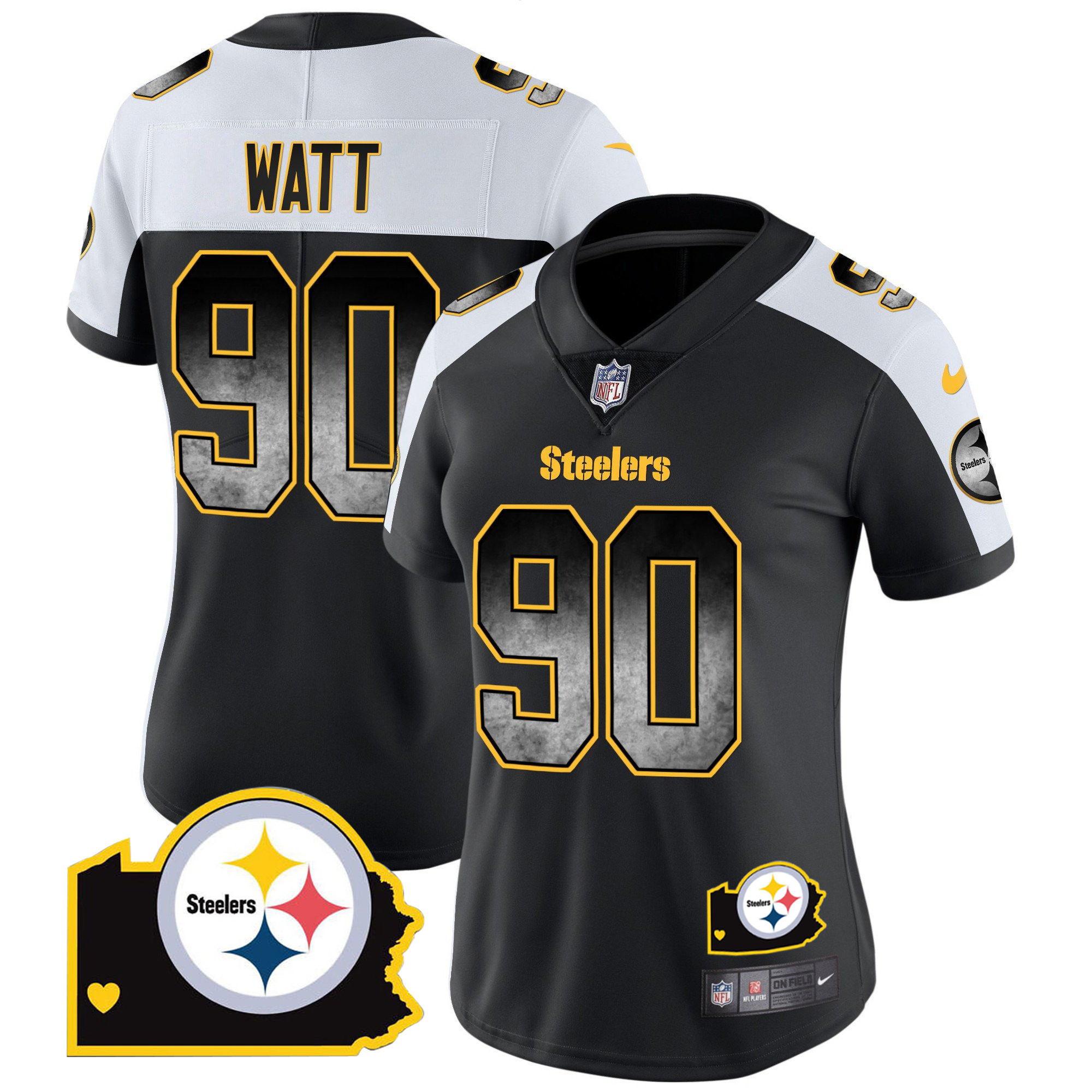 Women's Steelers Arch Smoke Home Patch Vapor Jersey - All Stitched - Image 10