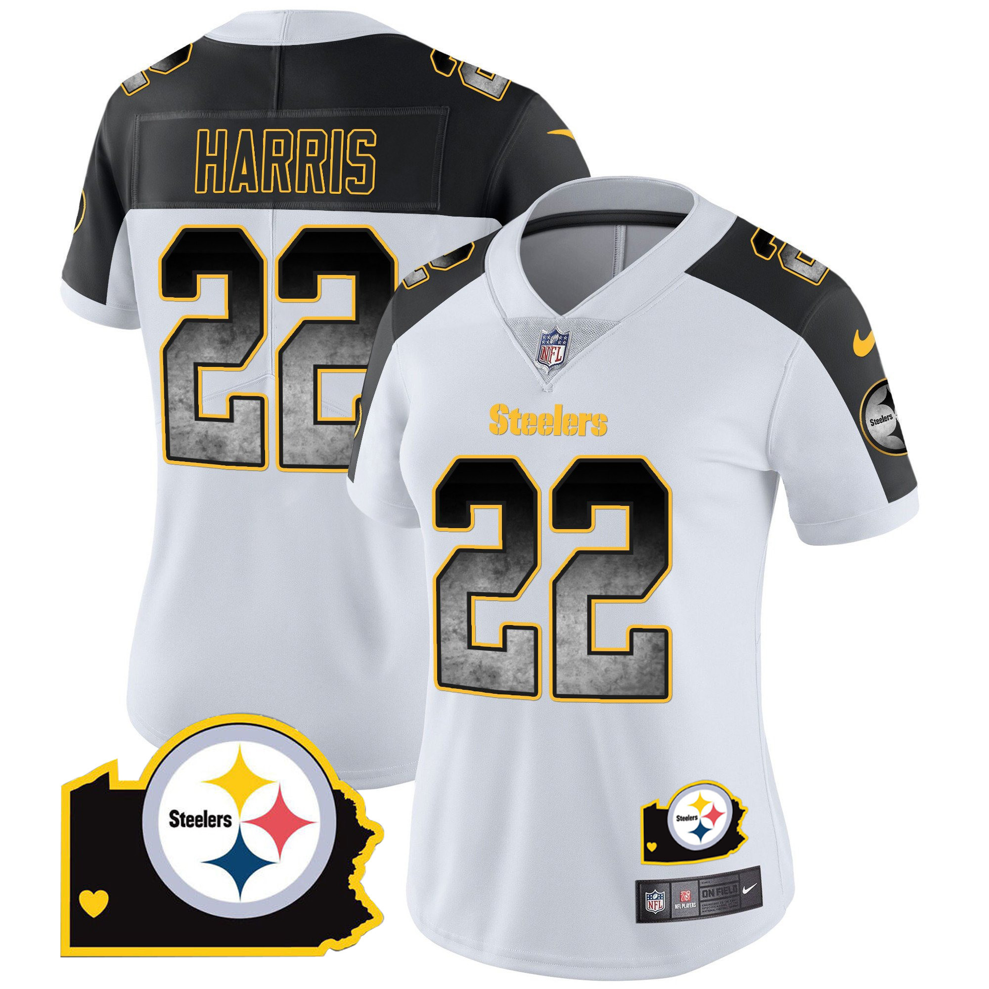 Women's Steelers Arch Smoke Home Patch Vapor Jersey - All Stitched - Image 40
