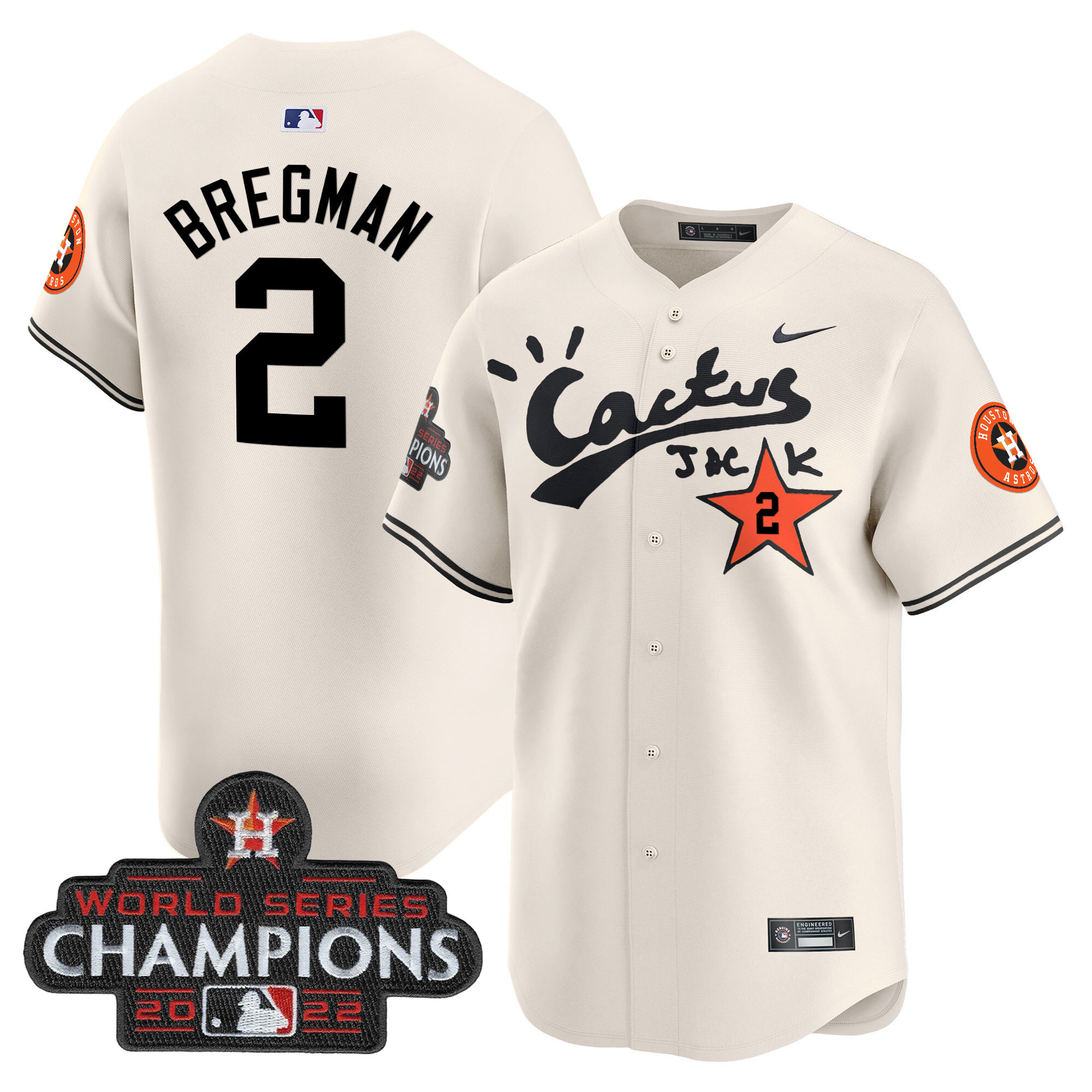 Men's Houston Astros Cactus Jack Champions Patch Vapor Premier Limited Jersey - All Stitched - Image 4