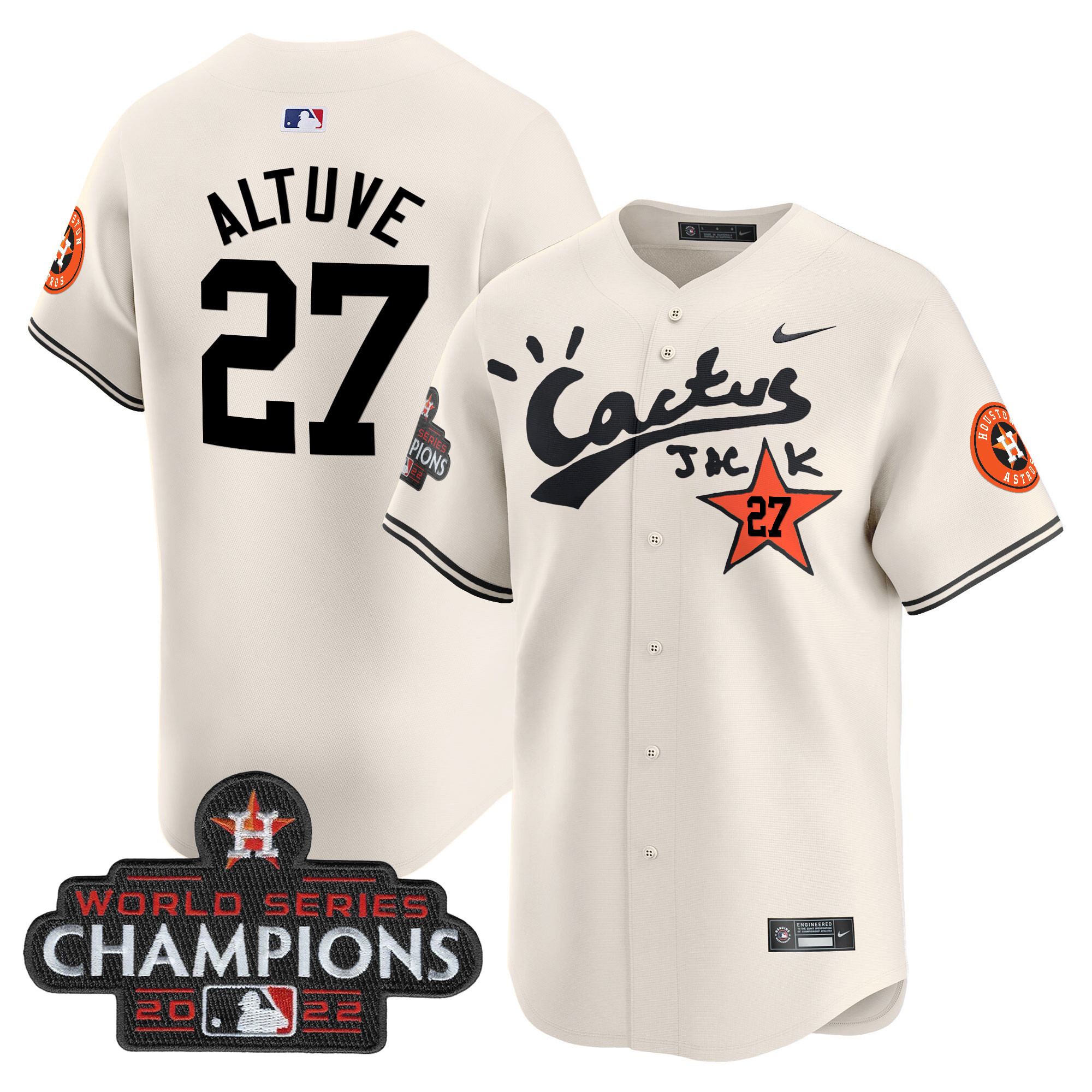 Men's Houston Astros Cactus Jack Champions Patch Vapor Premier Limited Jersey - All Stitched - Image 5