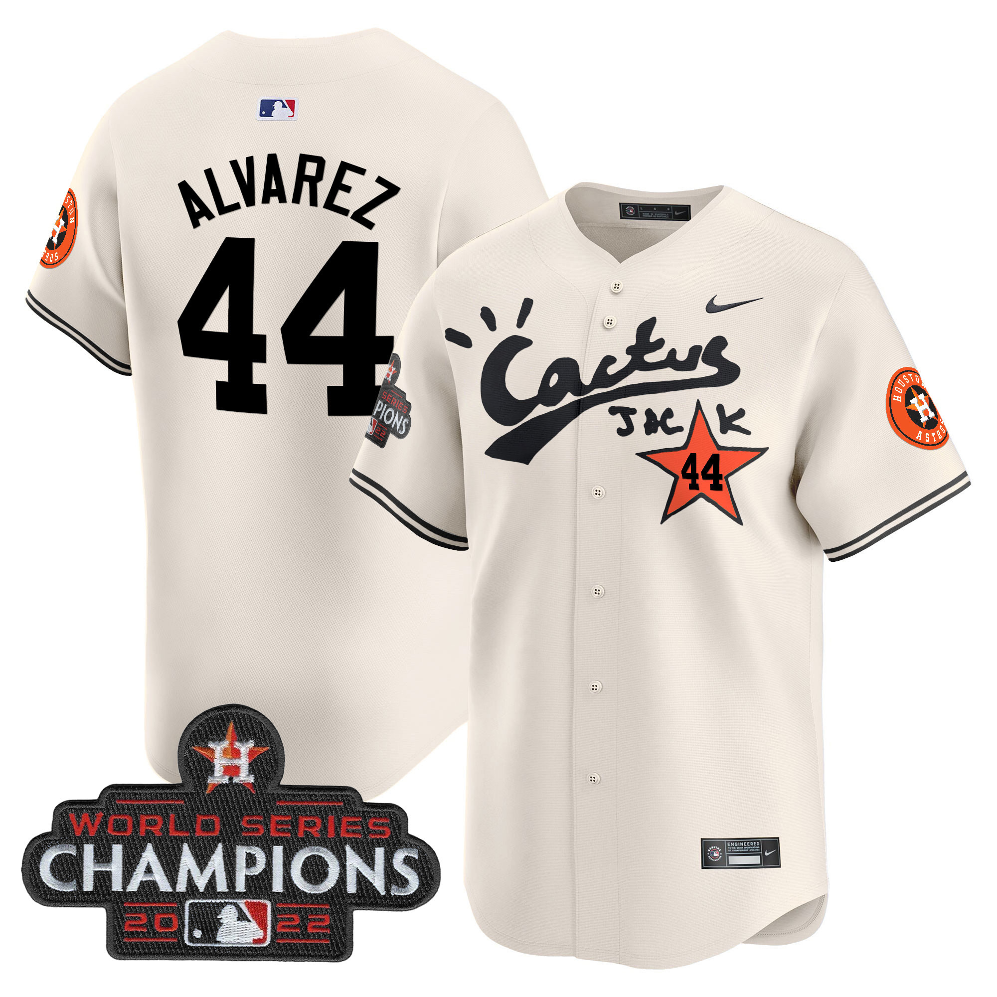 Men's Houston Astros Cactus Jack Champions Patch Vapor Premier Limited Jersey - All Stitched - Image 6