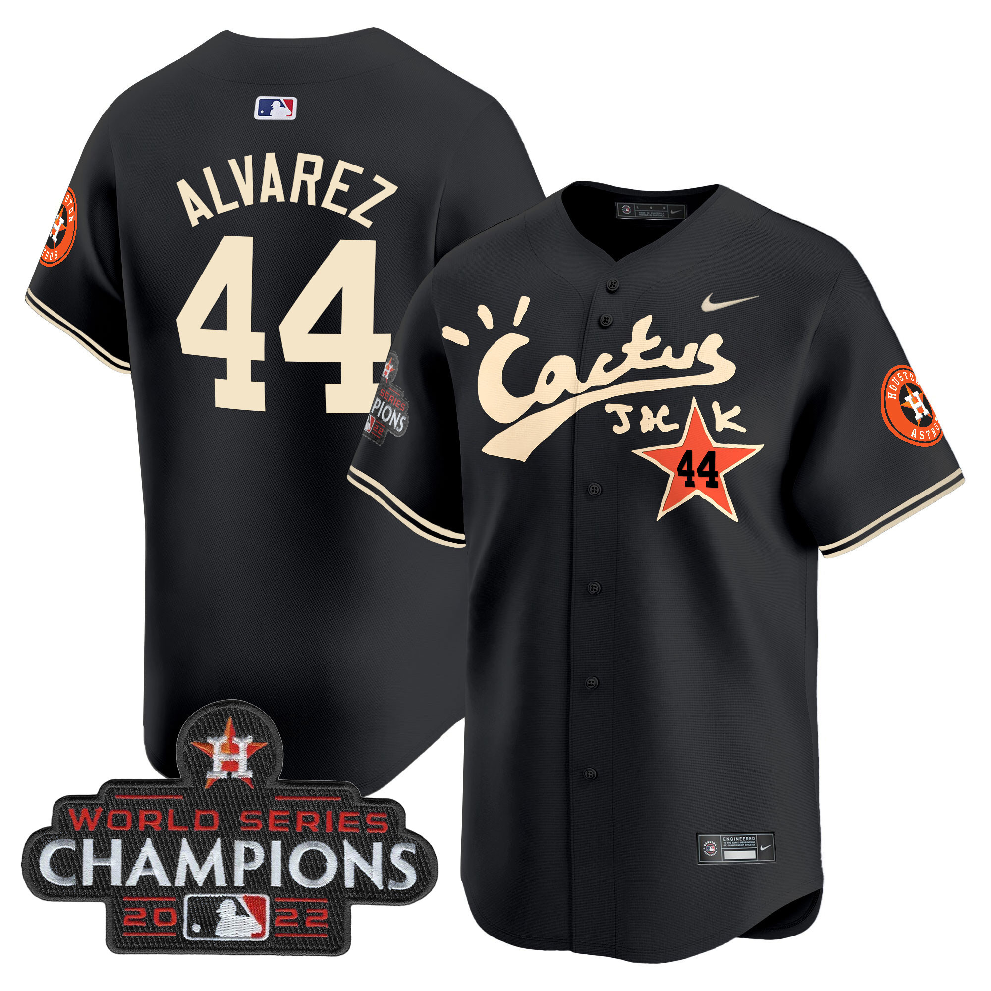 Men's Houston Astros Cactus Jack Champions Patch Vapor Premier Limited Jersey - All Stitched - Image 15