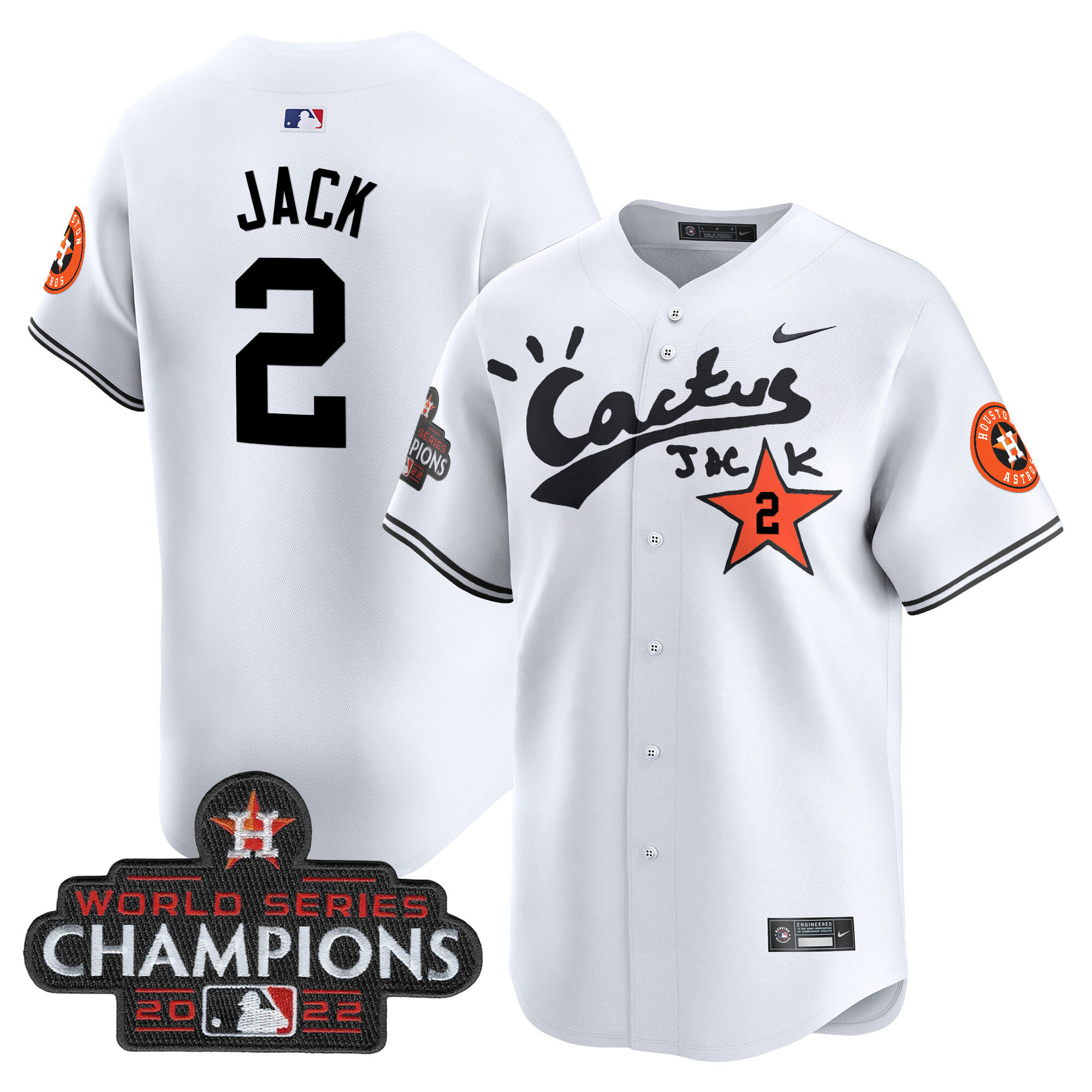 Men's Houston Astros Cactus Jack Champions Patch Vapor Premier Limited Jersey - All Stitched - Image 20