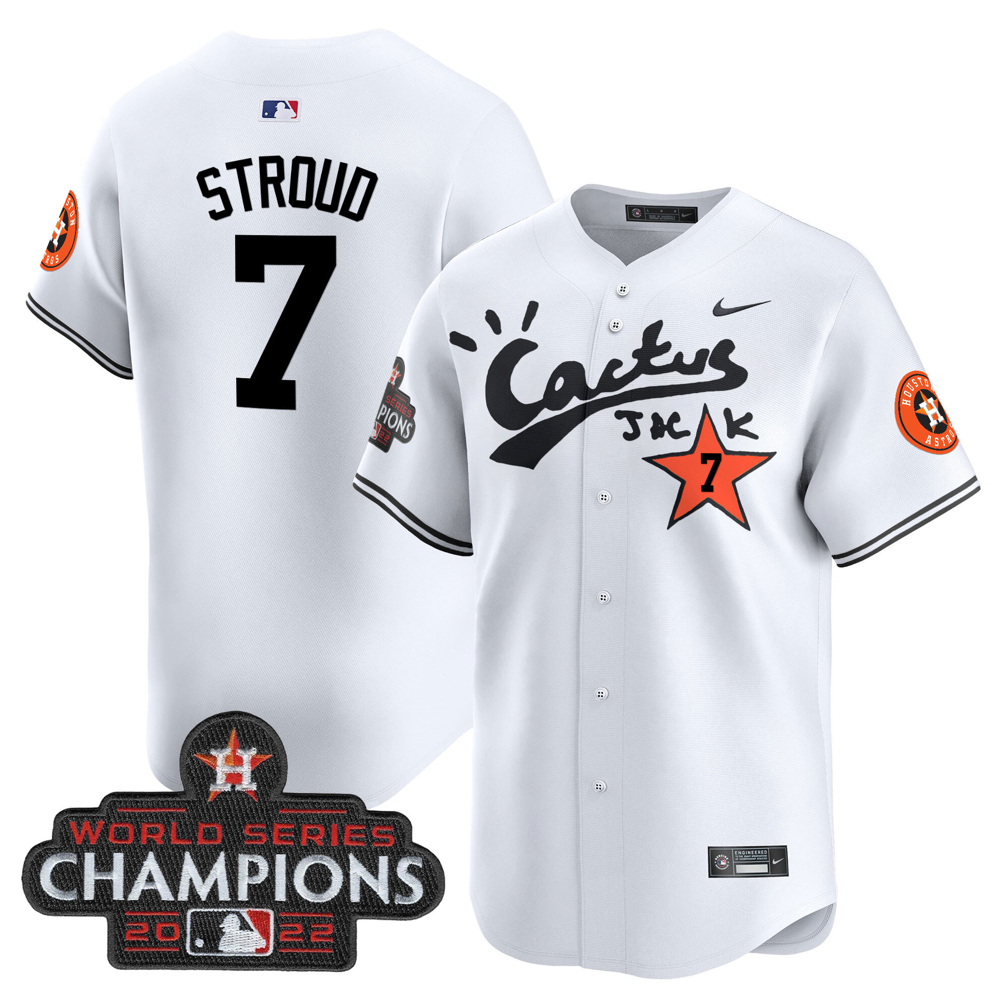 Men's Houston Astros Cactus Jack Champions Patch Vapor Premier Limited Jersey - All Stitched - Image 19
