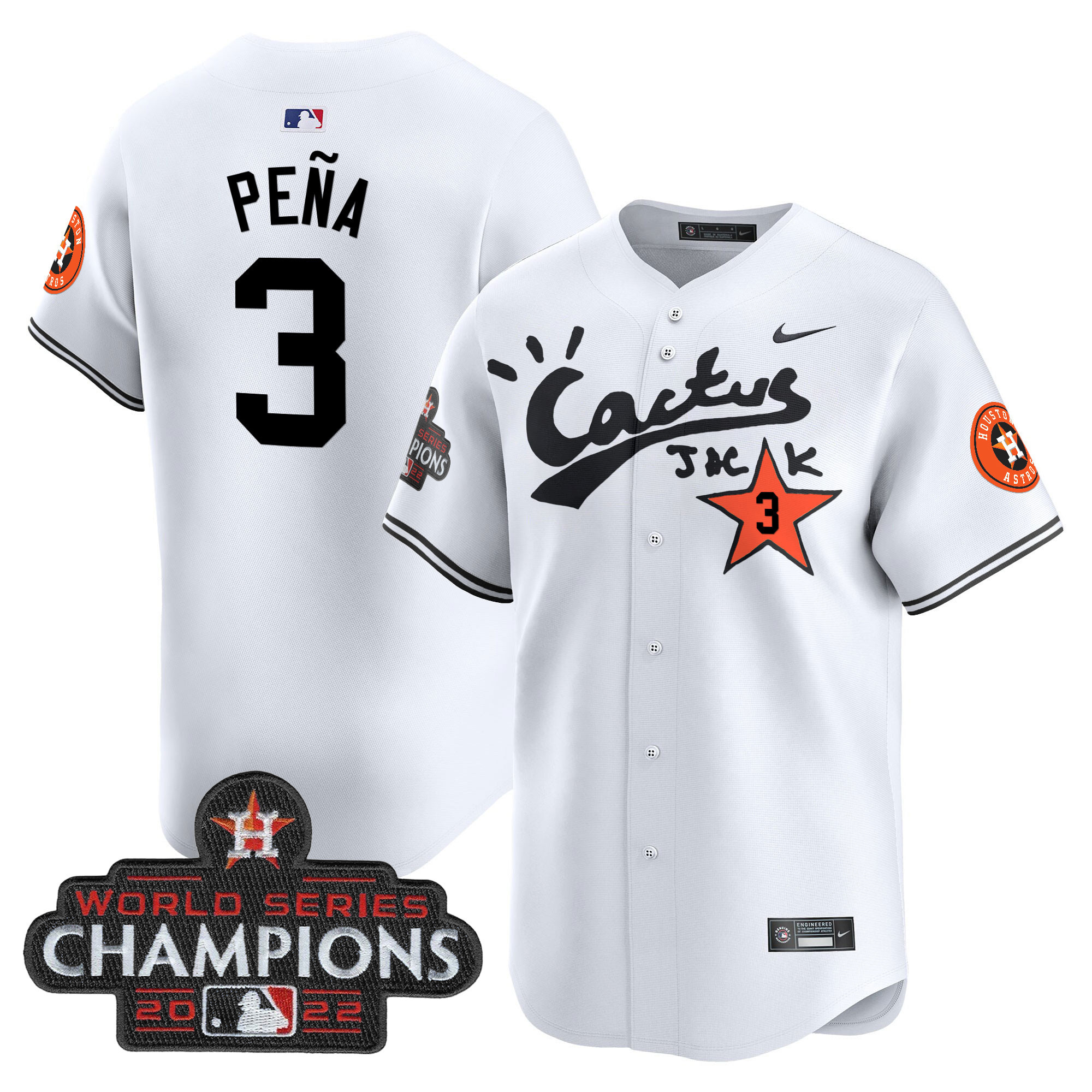 Men's Houston Astros Cactus Jack Champions Patch Vapor Premier Limited Jersey - All Stitched - Image 21