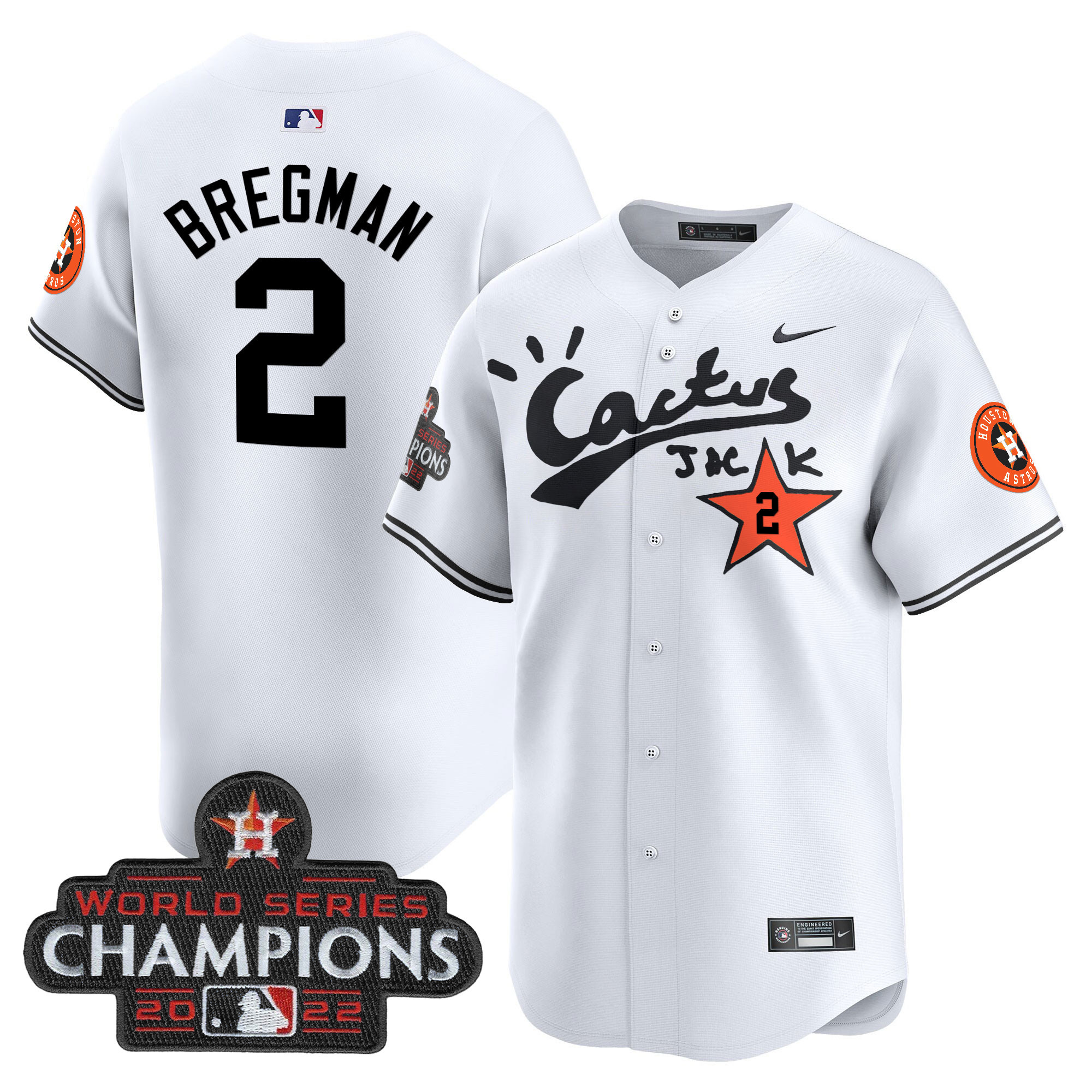 Men's Houston Astros Cactus Jack Champions Patch Vapor Premier Limited Jersey - All Stitched - Image 22