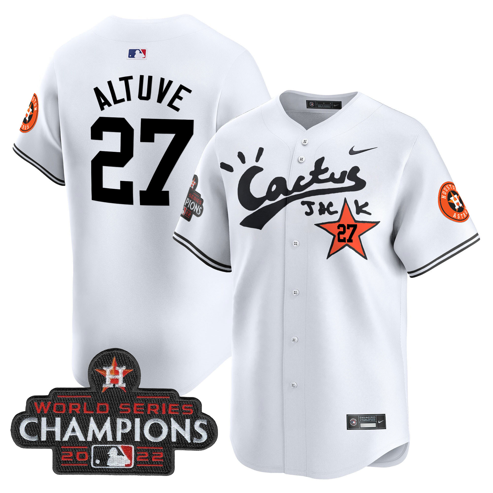 Men's Houston Astros Cactus Jack Champions Patch Vapor Premier Limited Jersey - All Stitched - Image 23