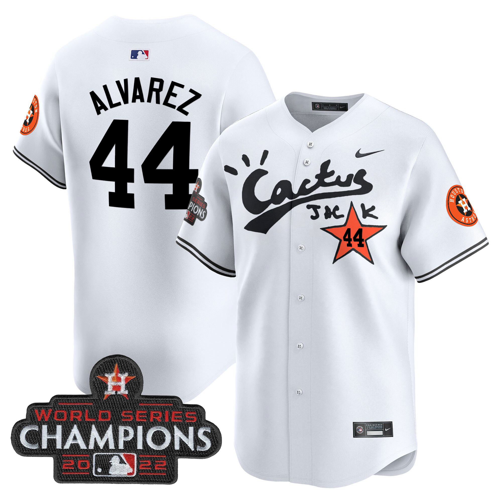 Men's Houston Astros Cactus Jack Champions Patch Vapor Premier Limited Jersey - All Stitched - Image 24
