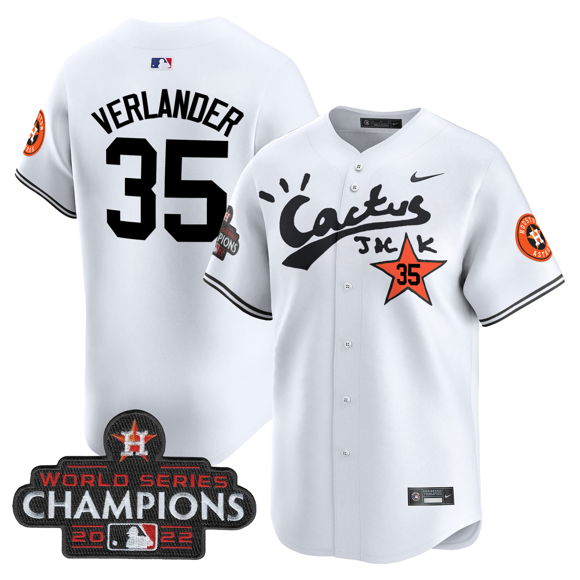Men's Houston Astros Cactus Jack Champions Patch Vapor Premier Limited Jersey - All Stitched - Image 25