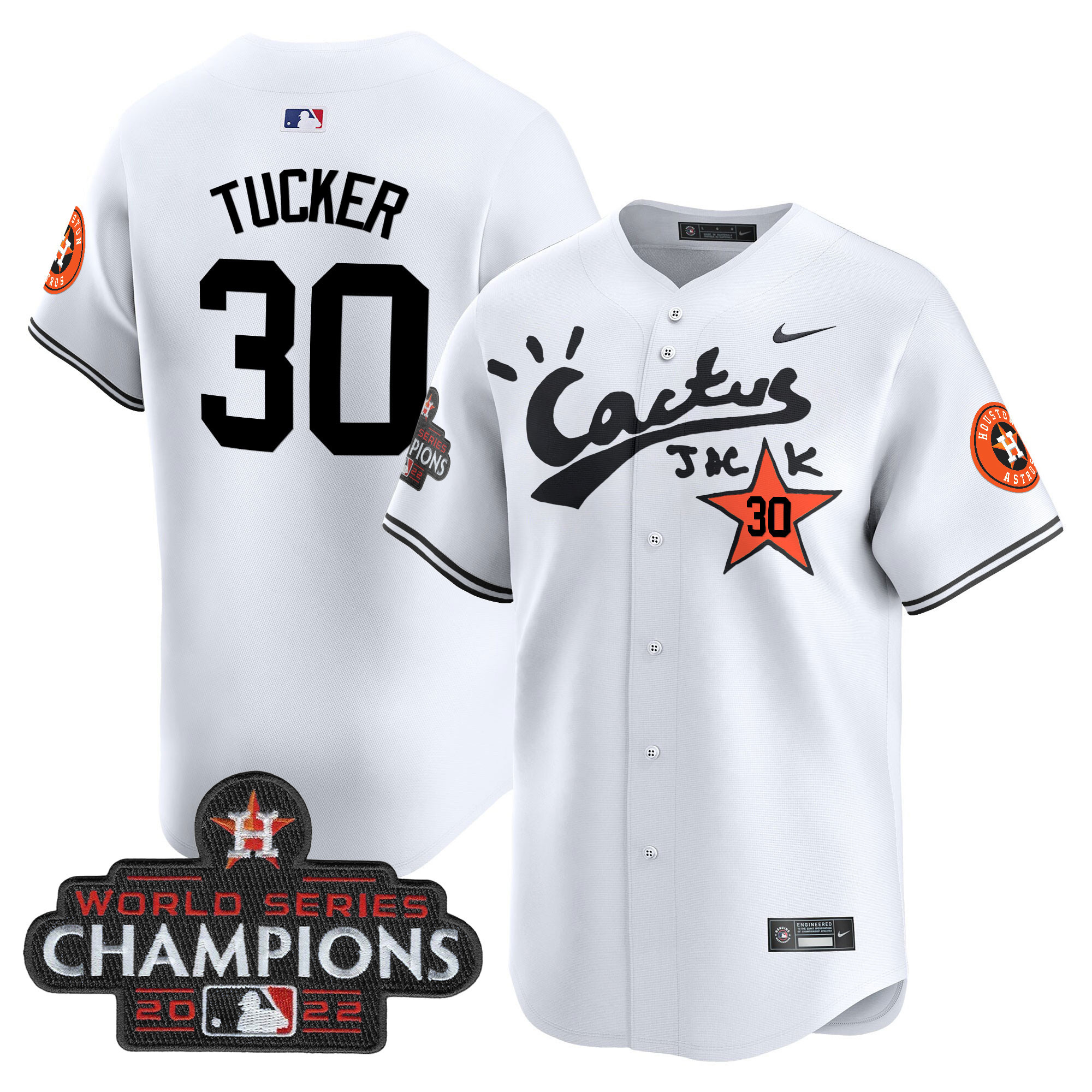 Men's Houston Astros Cactus Jack Champions Patch Vapor Premier Limited Jersey - All Stitched - Image 26