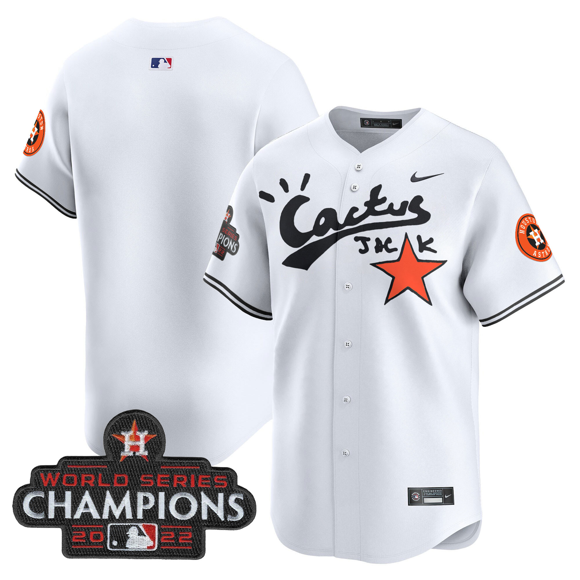 Men's Houston Astros Cactus Jack Champions Patch Vapor Premier Limited Jersey - All Stitched - Image 27