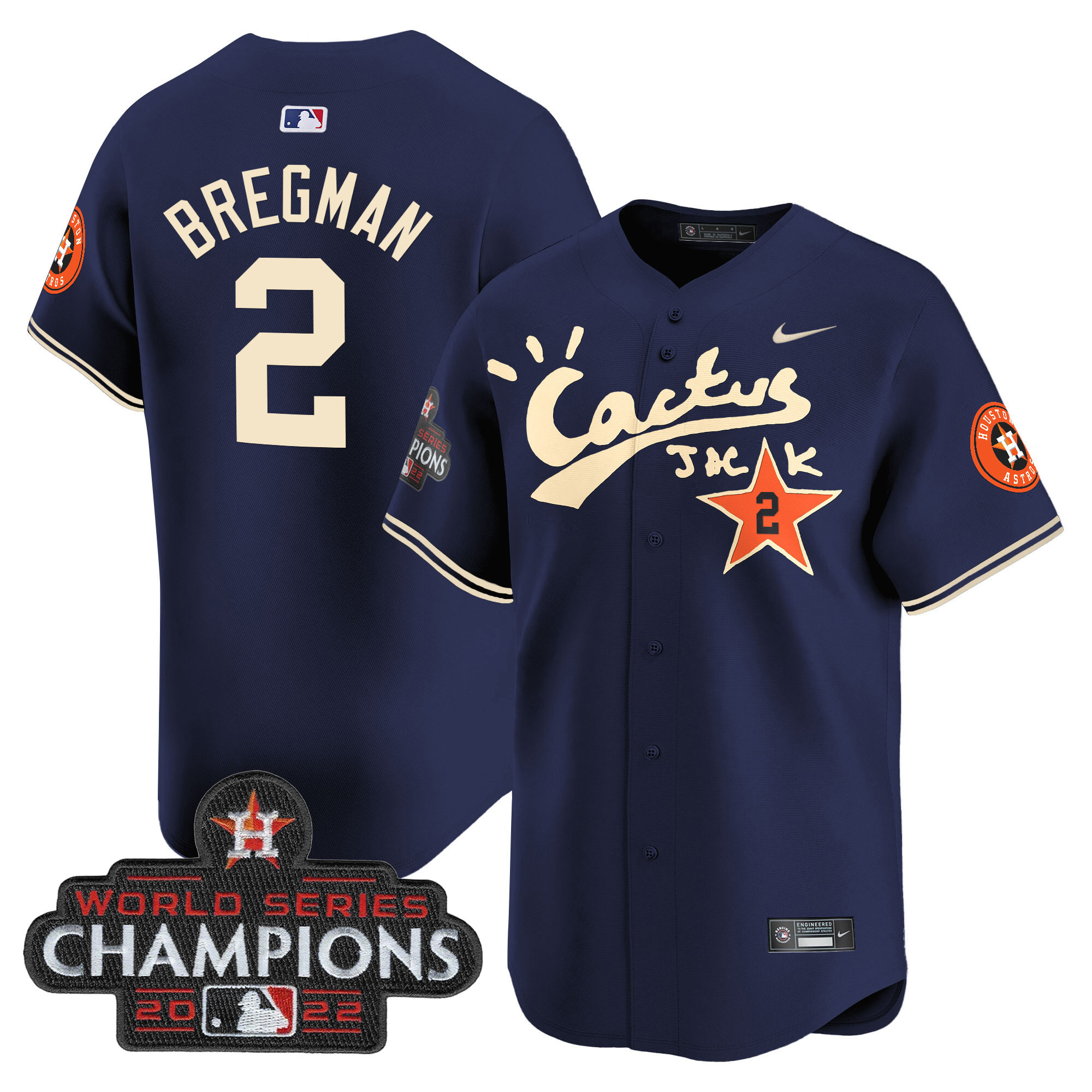 Men's Houston Astros Cactus Jack Champions Patch Vapor Premier Limited Jersey - All Stitched - Image 31