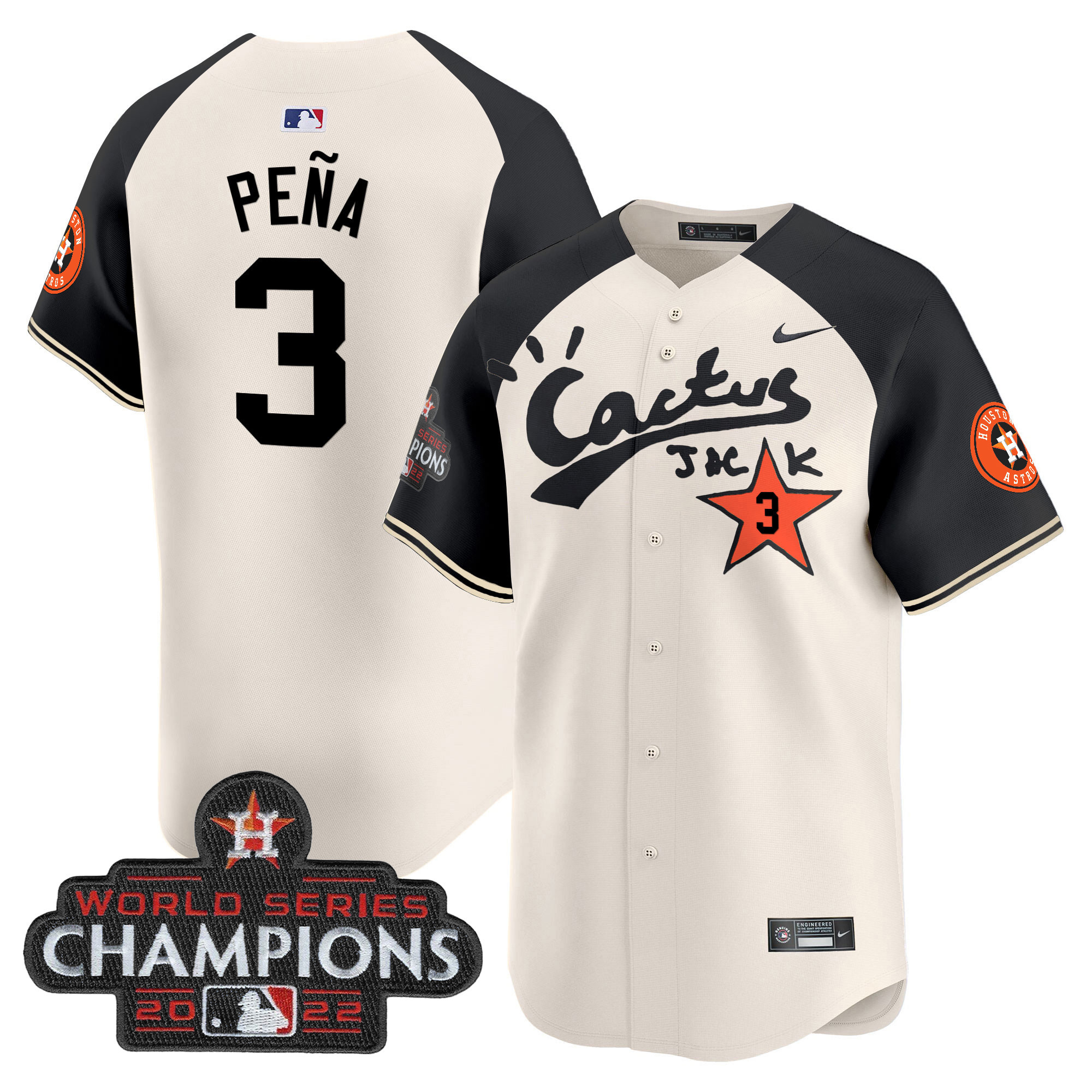 Men's Houston Astros Cactus Jack Champions Patch Vapor Premier Limited Jersey - All Stitched - Image 48