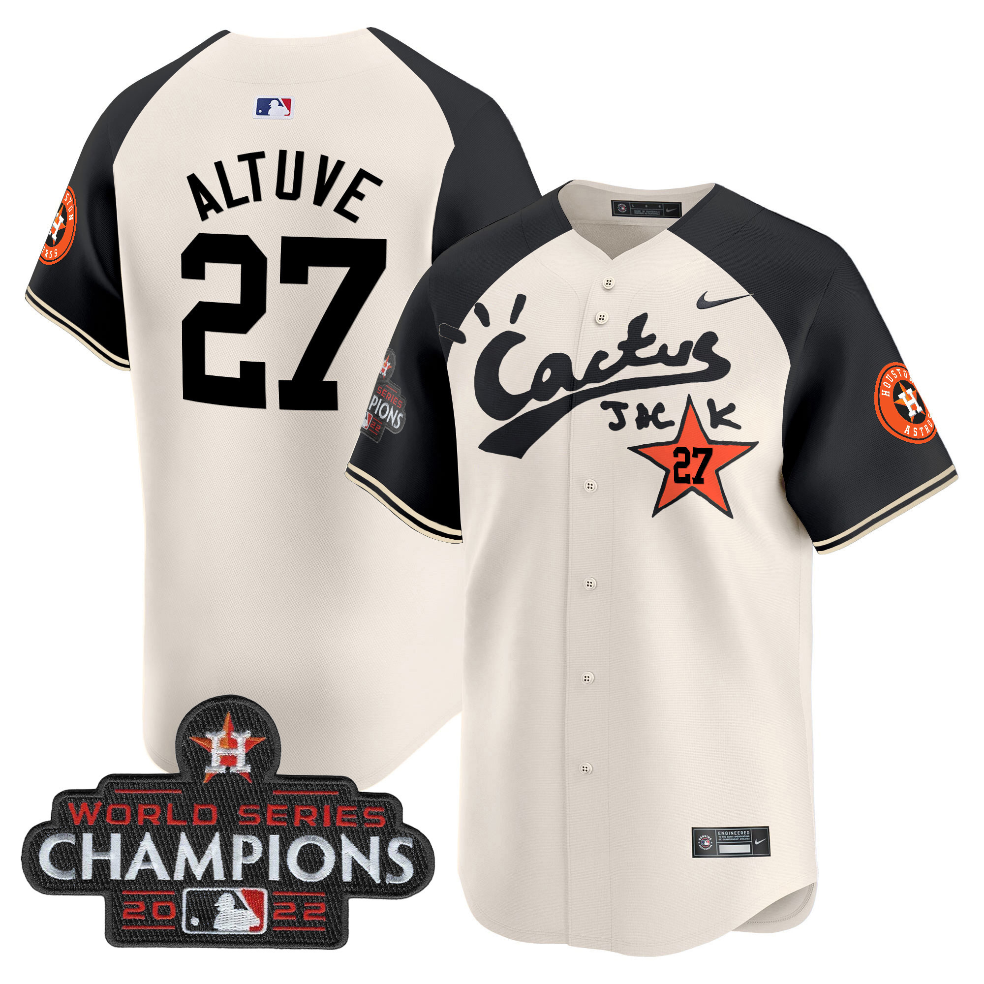 Men's Houston Astros Cactus Jack Champions Patch Vapor Premier Limited Jersey - All Stitched - Image 50