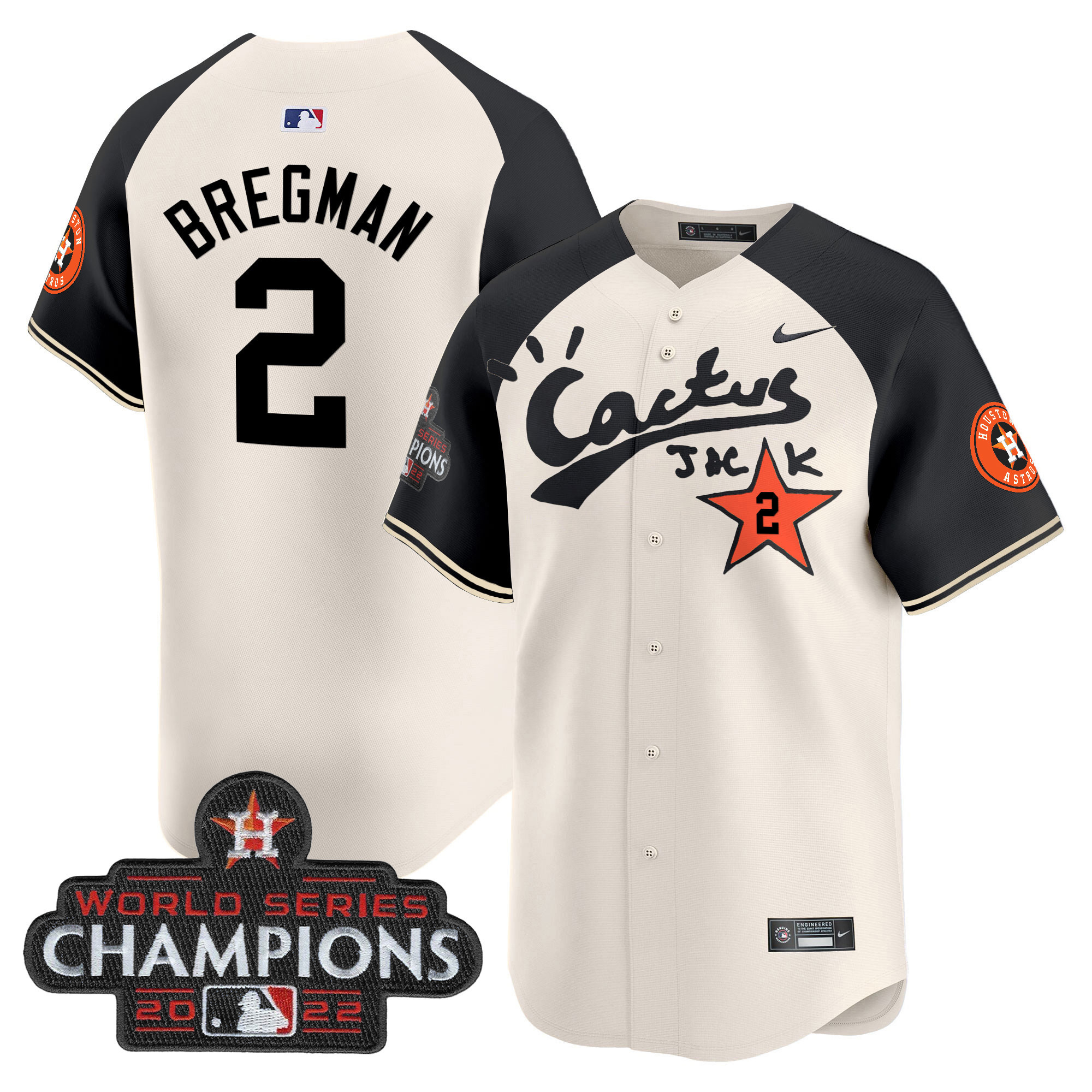 Men's Houston Astros Cactus Jack Champions Patch Vapor Premier Limited Jersey - All Stitched - Image 49