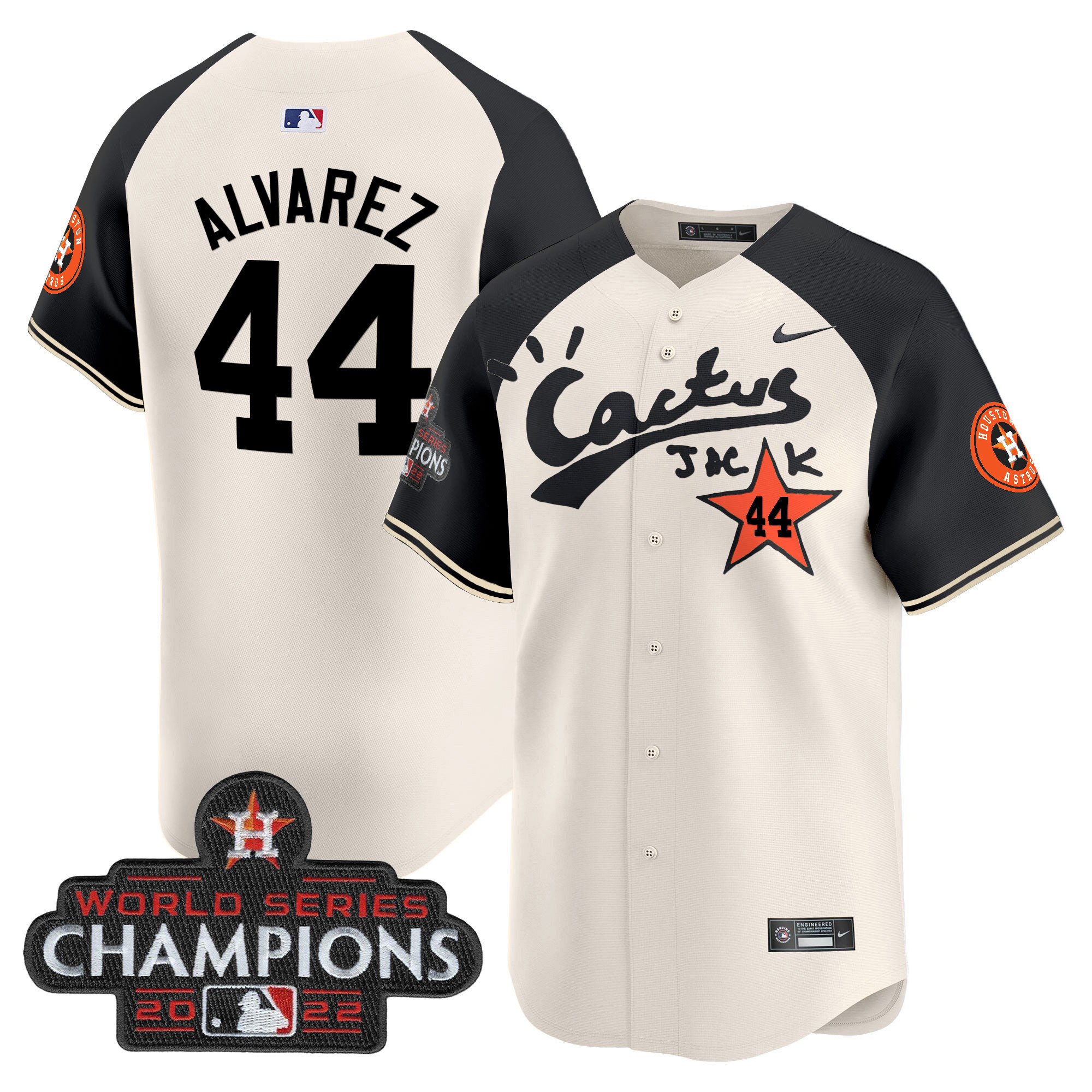 Men's Houston Astros Cactus Jack Champions Patch Vapor Premier Limited Jersey - All Stitched - Image 51