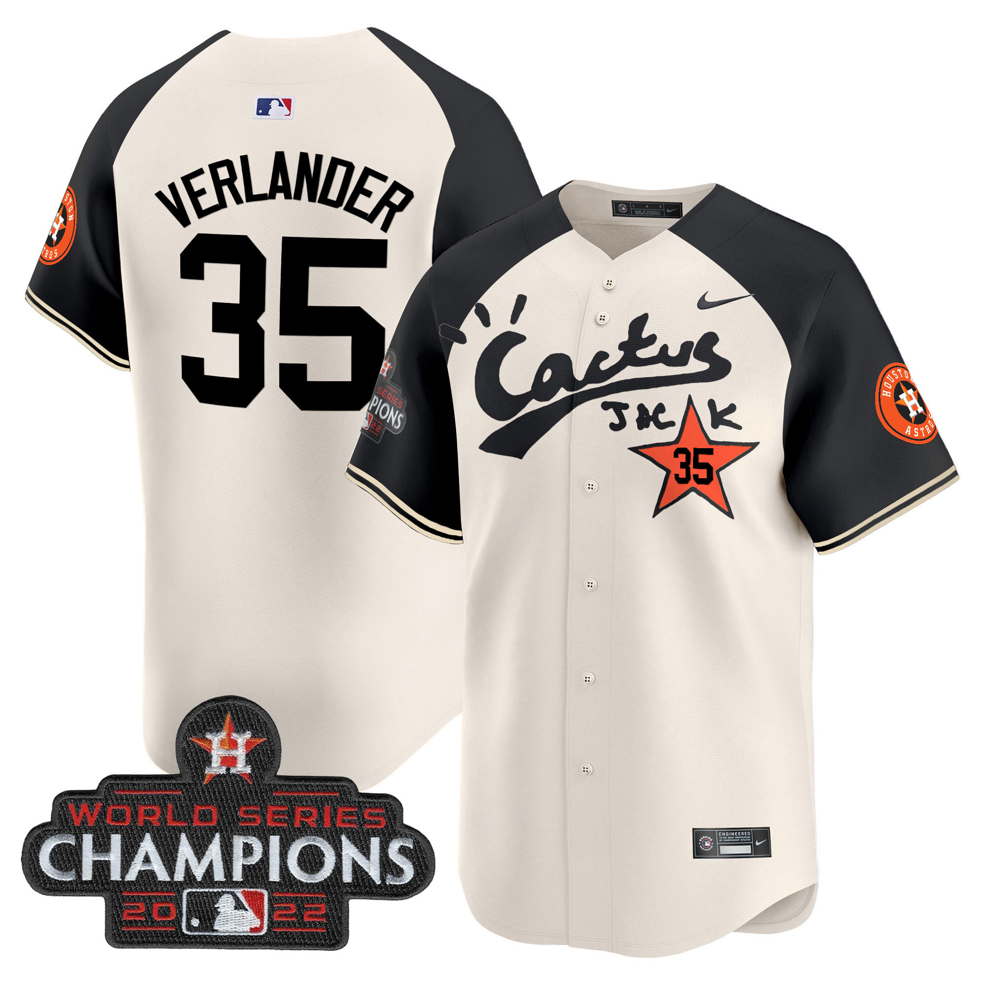 Men's Houston Astros Cactus Jack Champions Patch Vapor Premier Limited Jersey - All Stitched - Image 52
